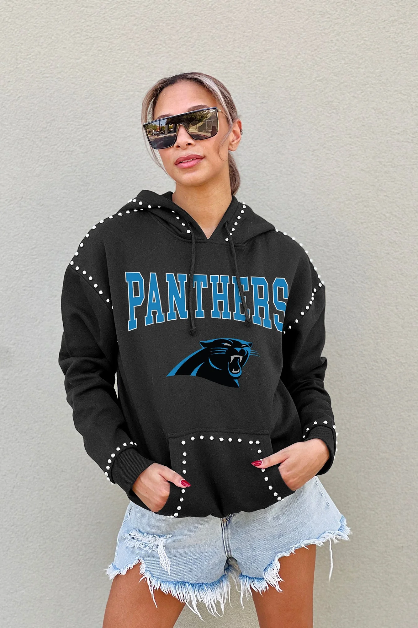 CAROLINA PANTHERS Catch The Vibe Studded-Detail Hoodie