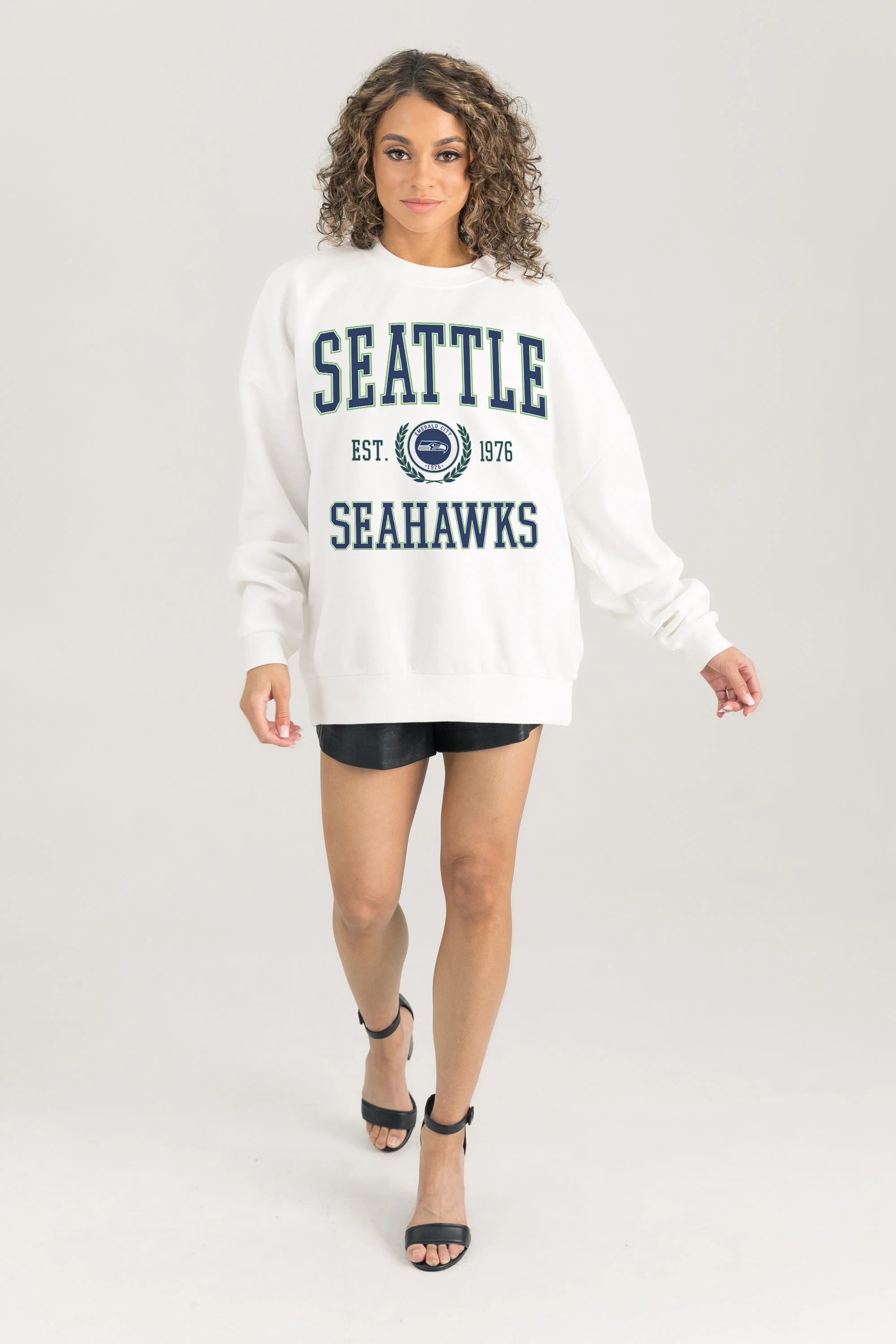 SEATTLE SEAHAWKS Timeless Triumph Fleece Crewneck Pullover
