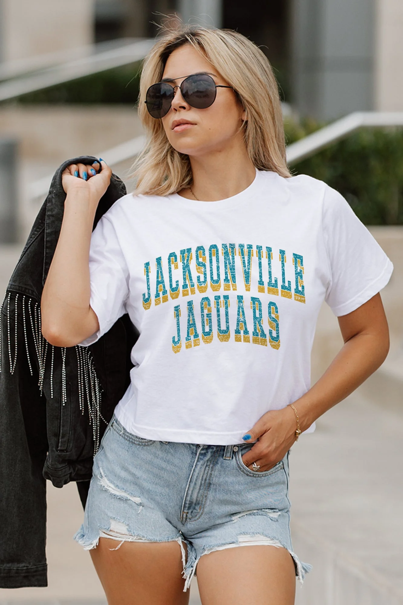 JACKSONVILLE JAGUARS Claim To Fame Boxy-Fit Crop Tee