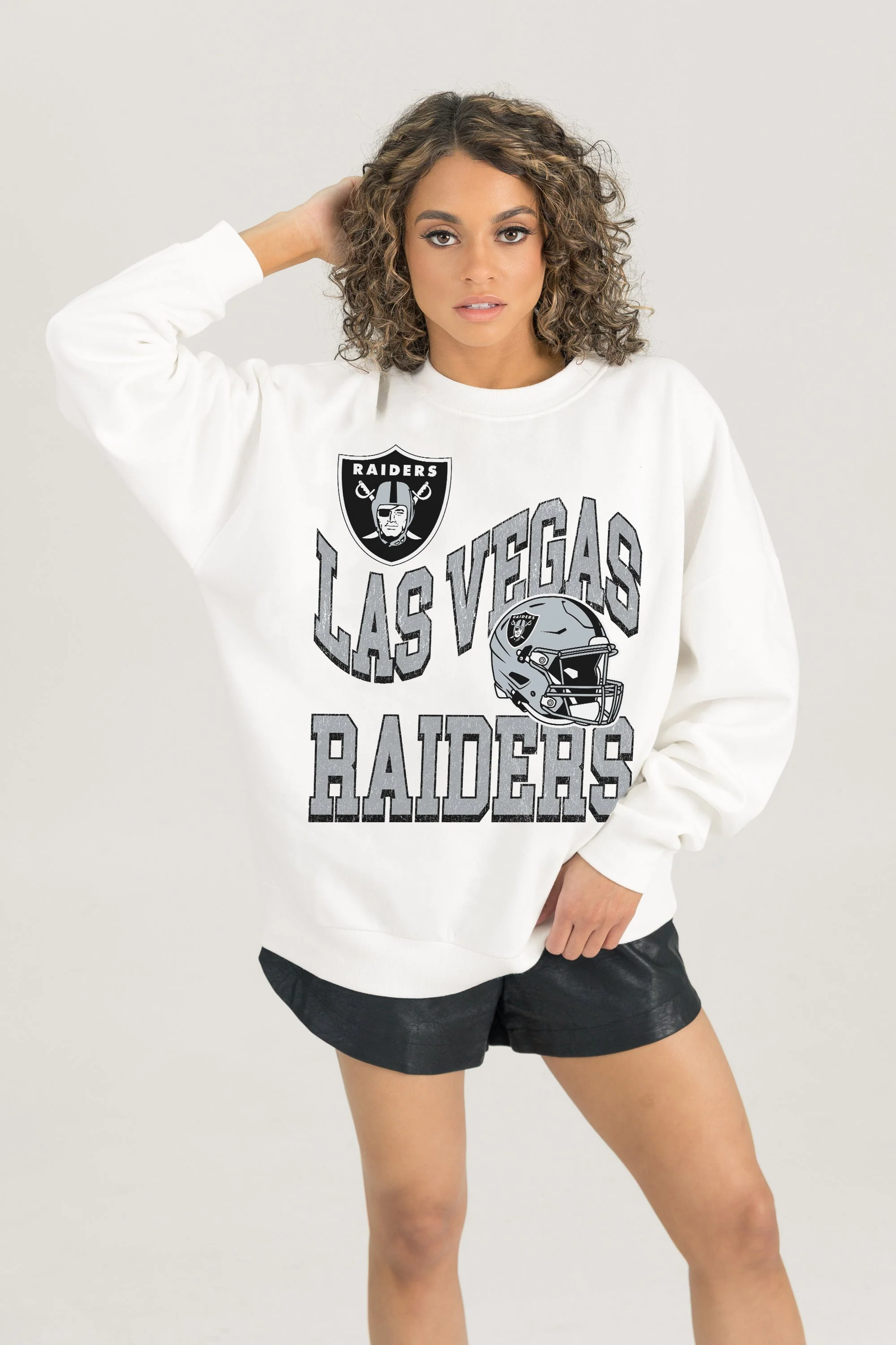 LAS VEGAS RAIDERS HARD EARNED PREMIUM FLEECE CREWNECK PULLOVER