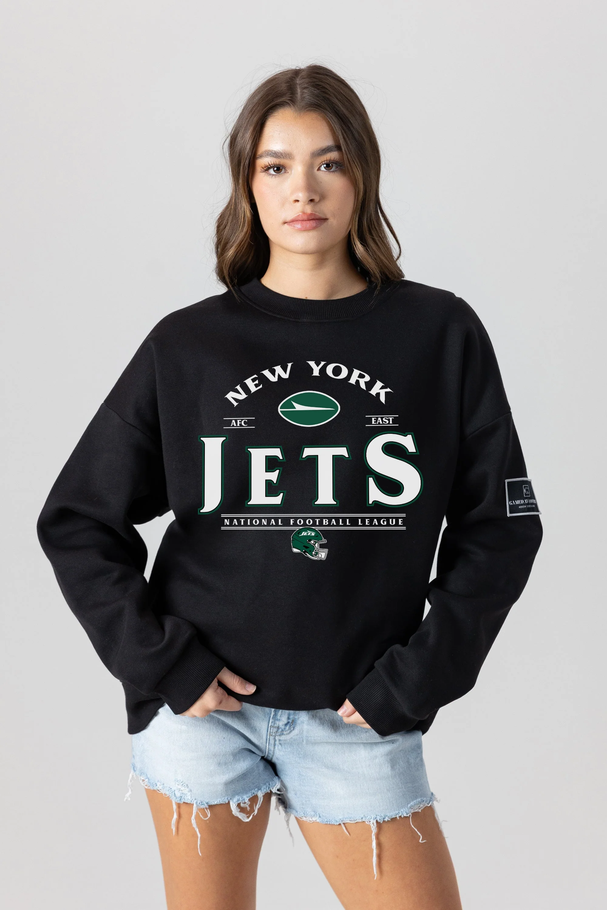 NEW YORK JETS Players Only Fleece Drop-Shoulder Crew
