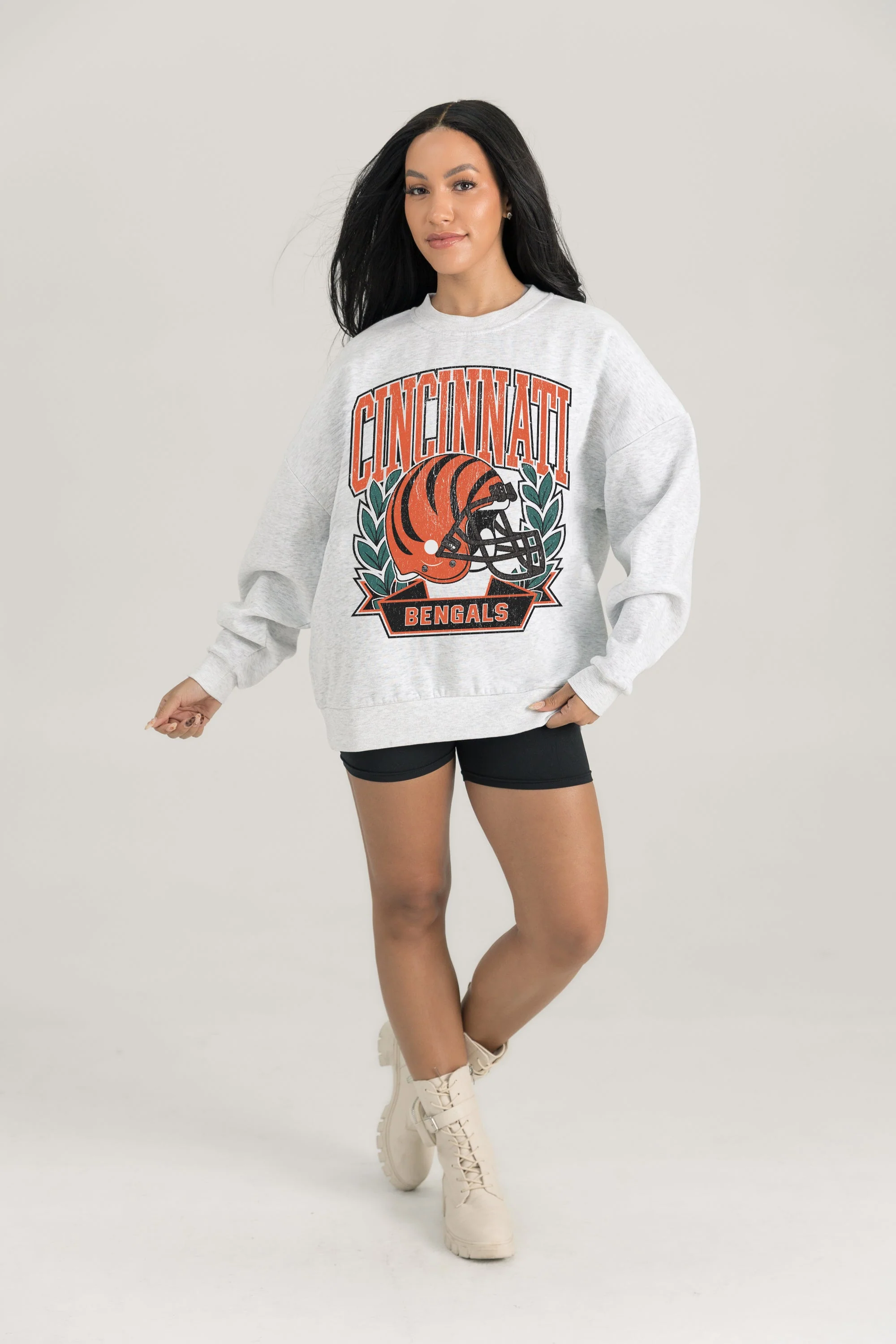 CINCINNATI BENGALS Heritage Fleece Crewneck Pullover