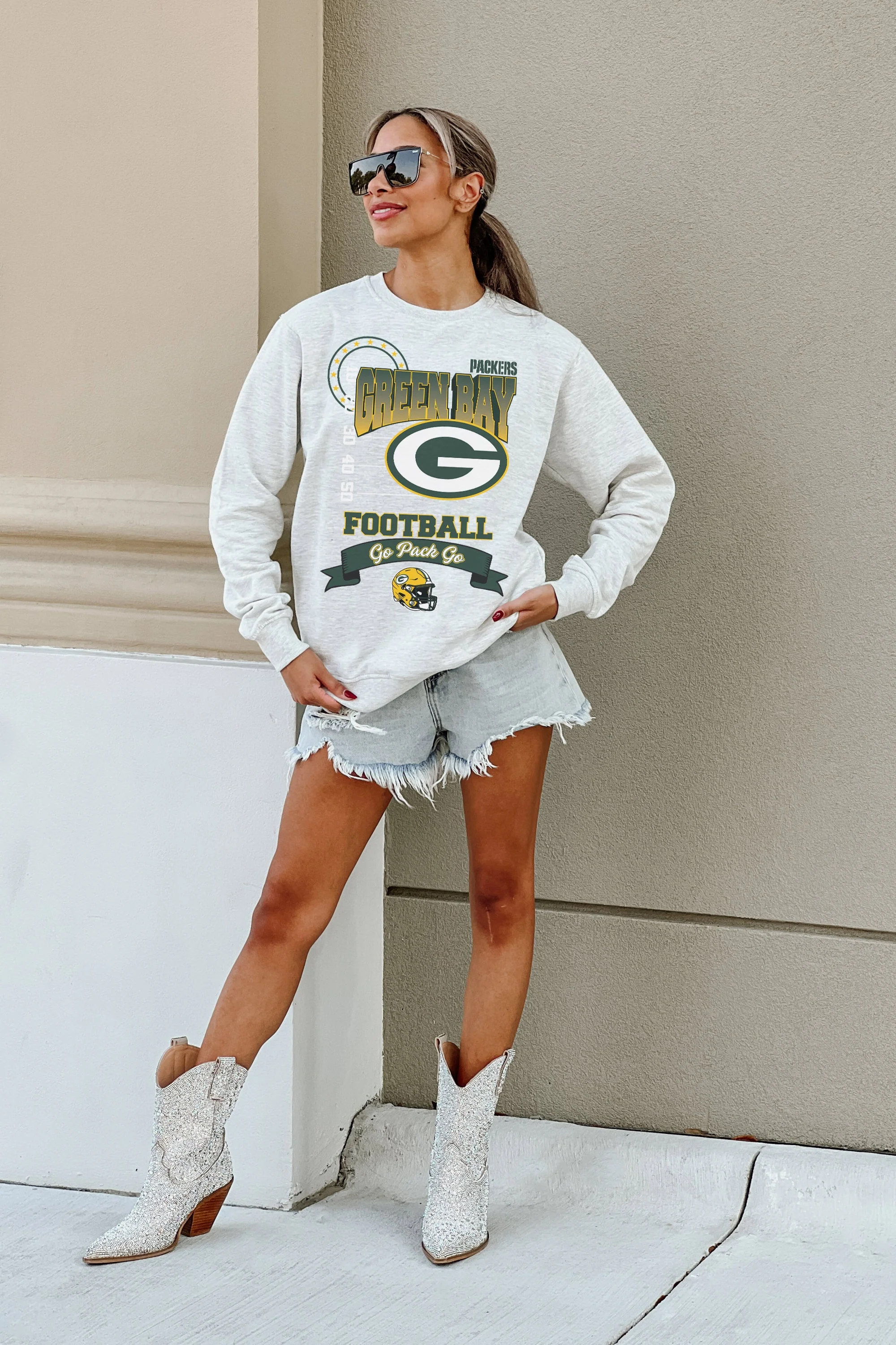 GREEN BAY PACKERS Run The Show Fleece Crewneck Pullover