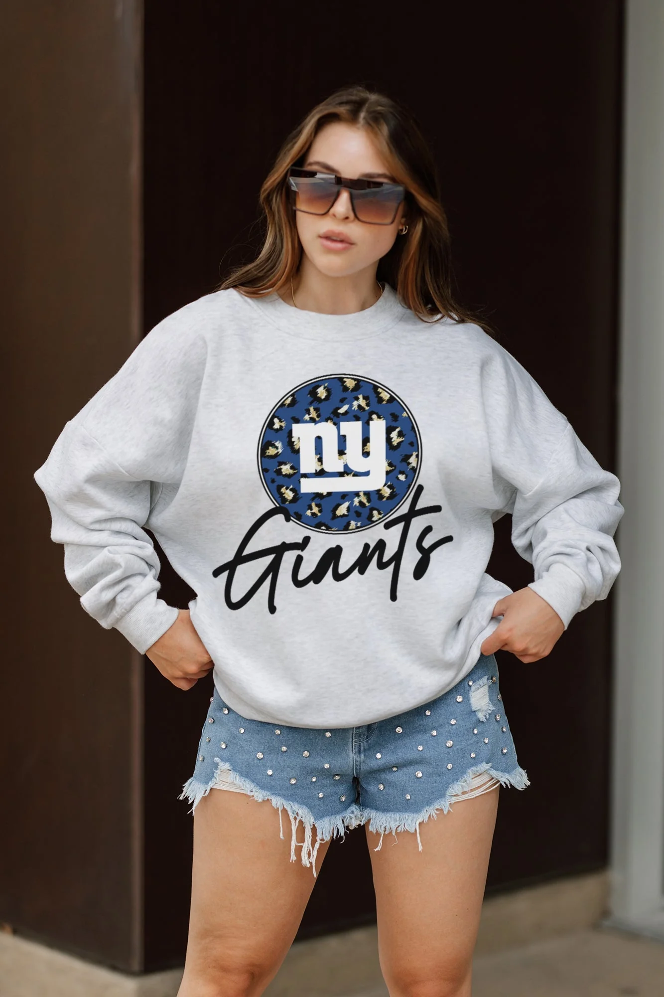 NEW YORK GIANTS Going Wild Fleece Drop-Shoulder Pullover