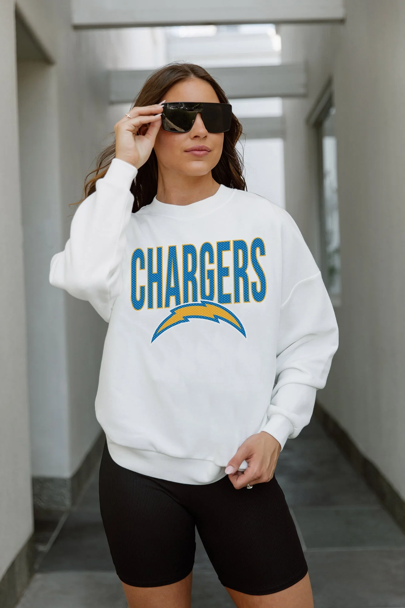 LOS ANGELES CHARGERS Just Go With It Fleece Pullover