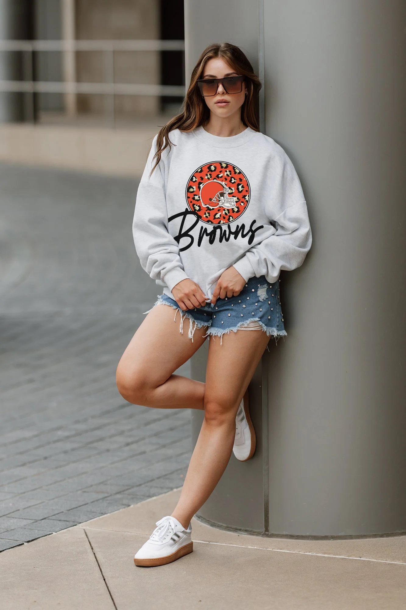 CLEVELAND BROWNS Going Wild Fleece Drop-Shoulder Pullover