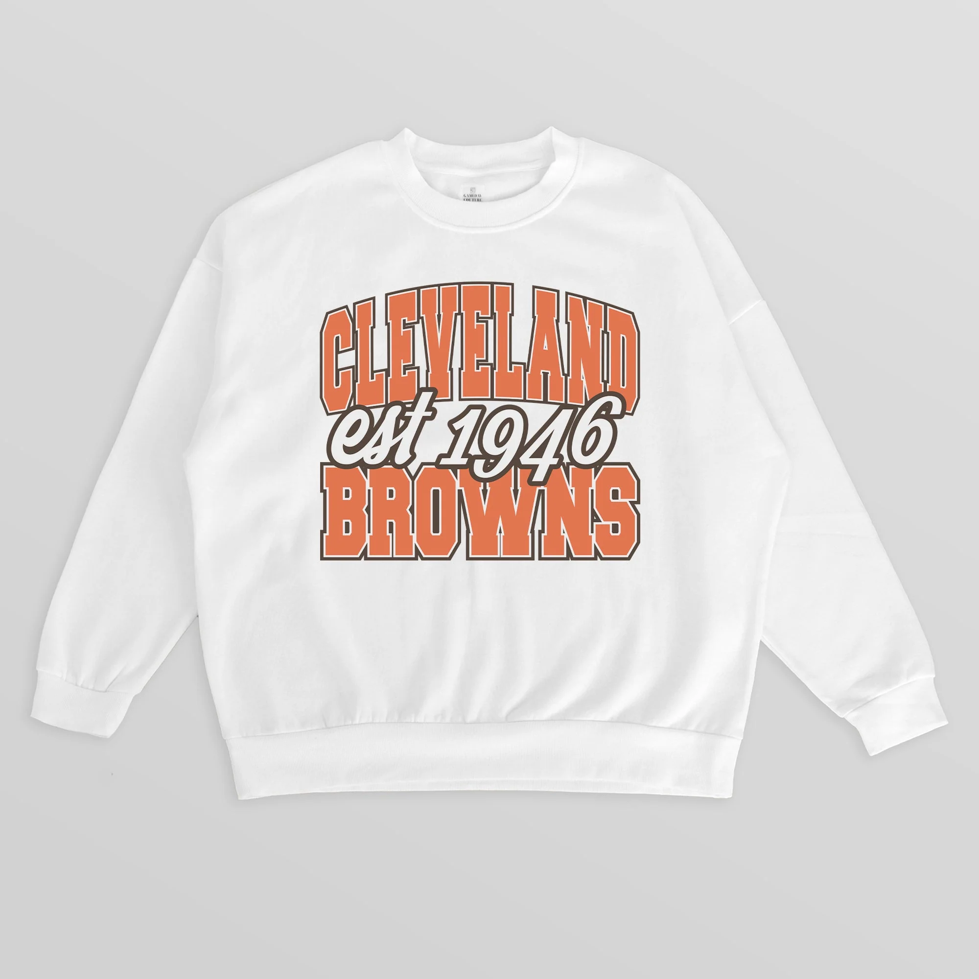 CLEVELAND BROWNS FADED FORMATION PREMIUM FLEECE CREWNECK PULLOVER