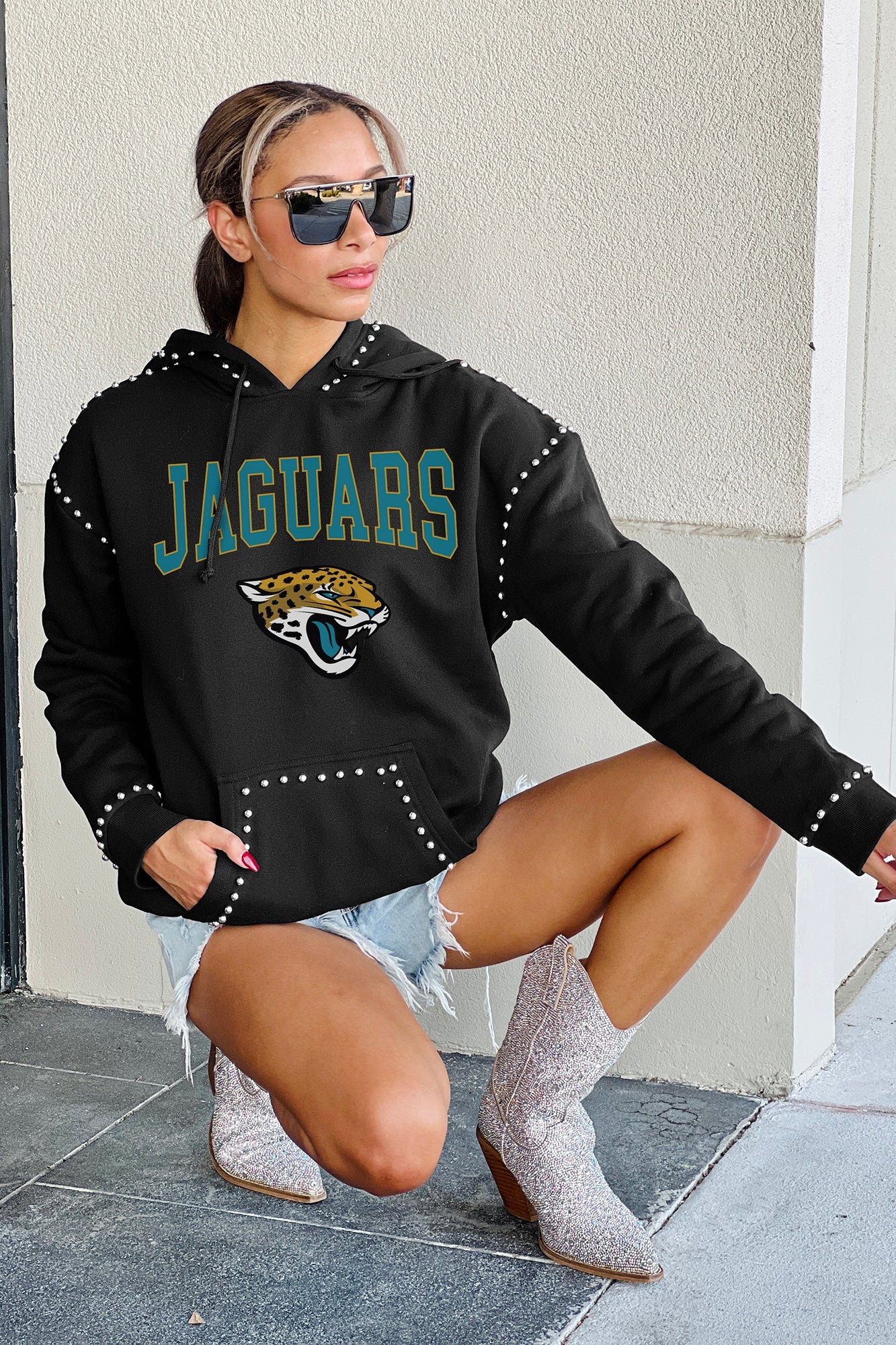 JACKSONVILLE JAGUARS Catch The Vibe Studded-Detail Hoodie