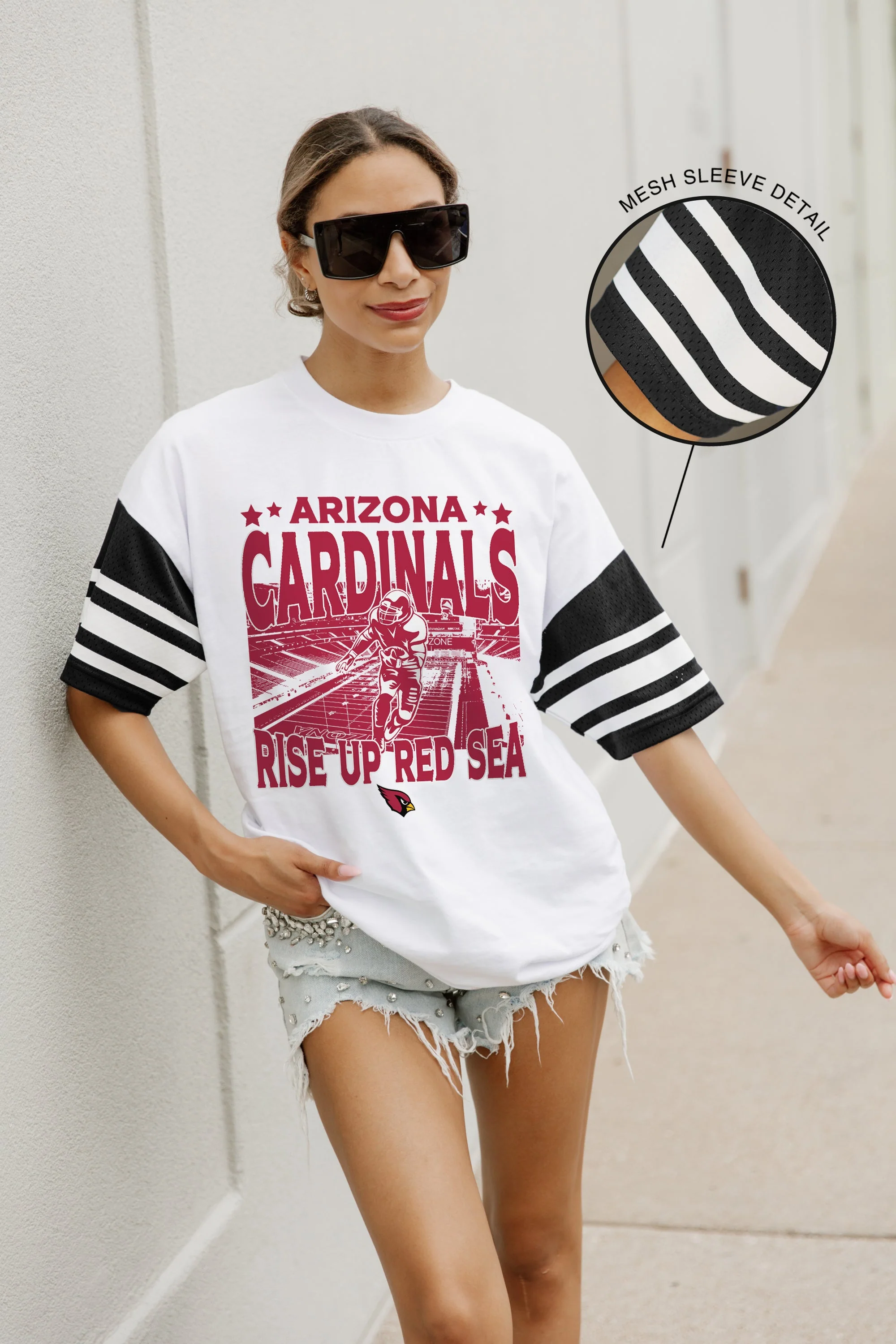 ARIZONA CARDINALS Crowd Pleaser Vintage Stripe Raglan Tee