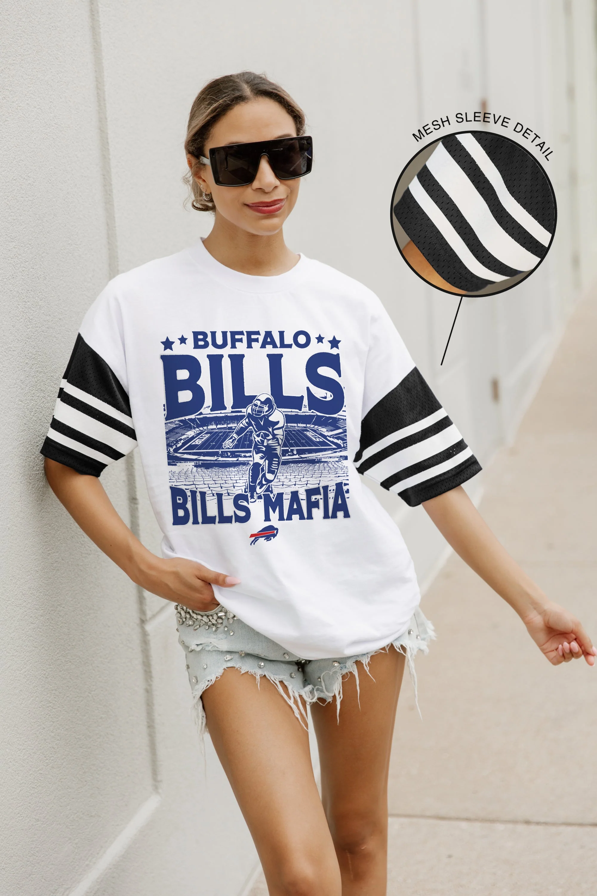 BUFFALO BILLS Crowd Pleaser Vintage Stripe Raglan Tee