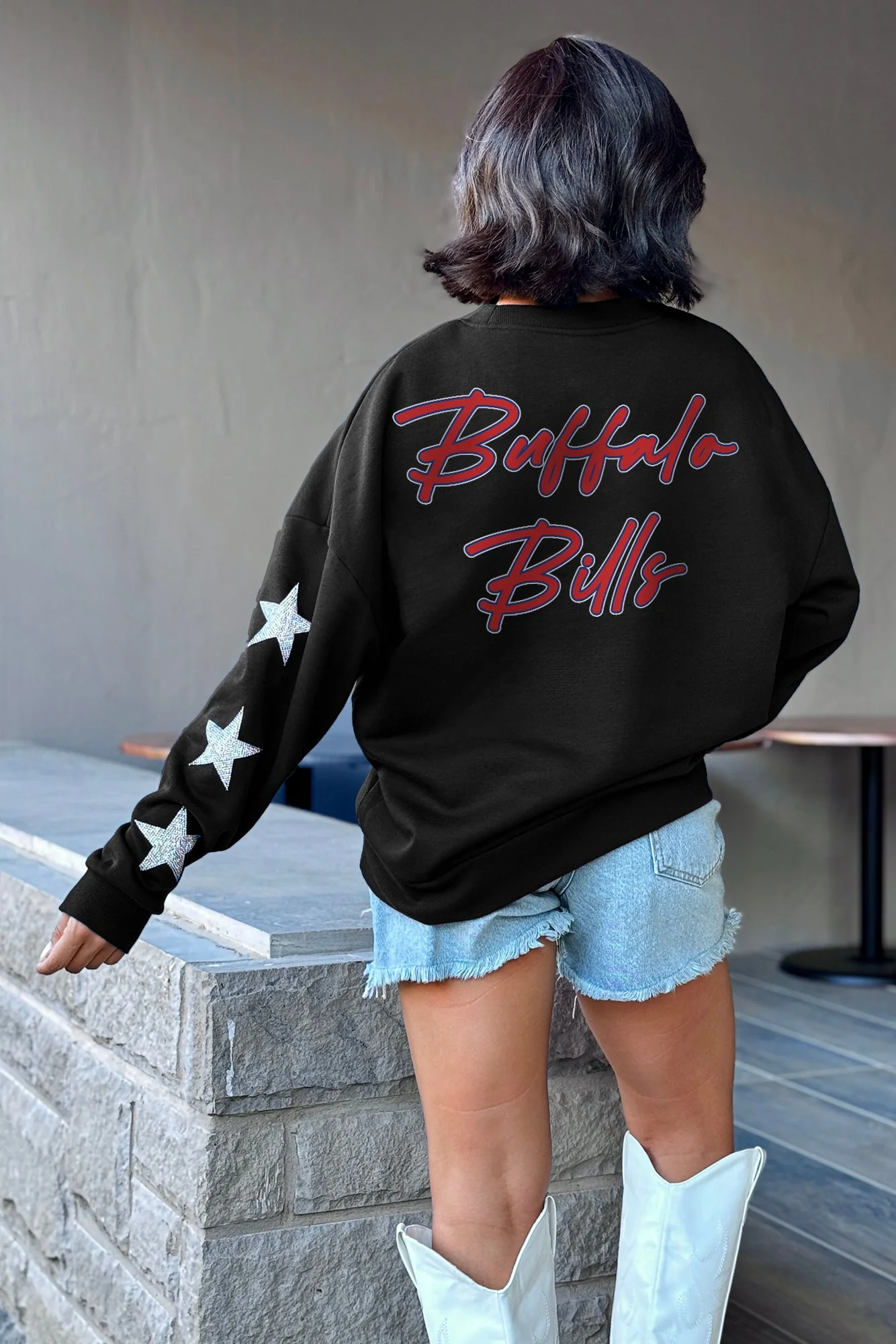 BUFFALO BILLS RADIANT ERadiant Energy Star-Sleeve Crewneck Pullover