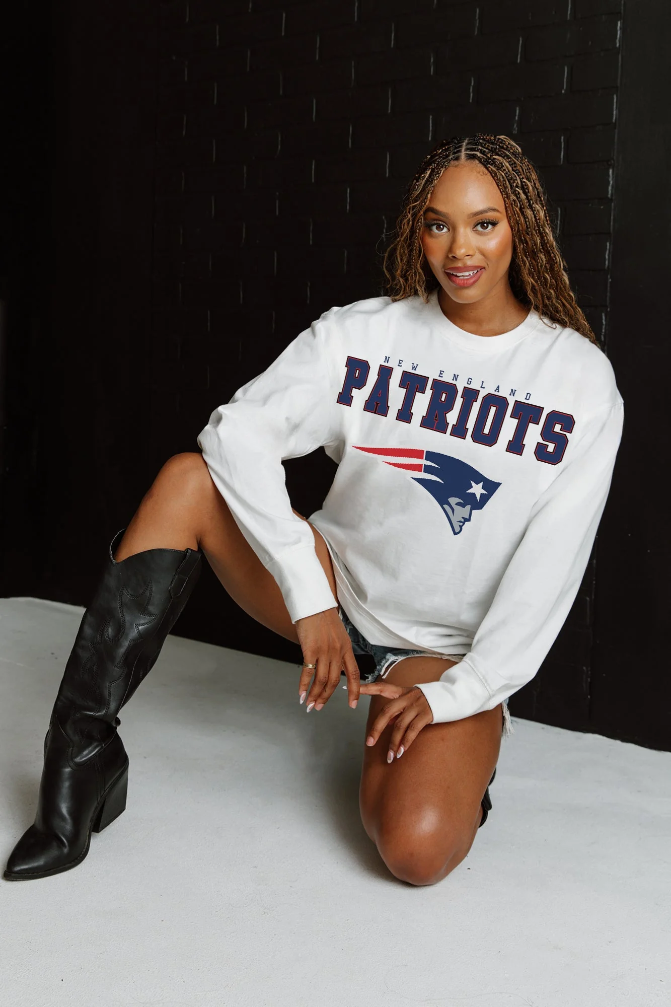 NEW ENGLAND PATRIOTS Big Goals Oversized Long-Sleeve Tee