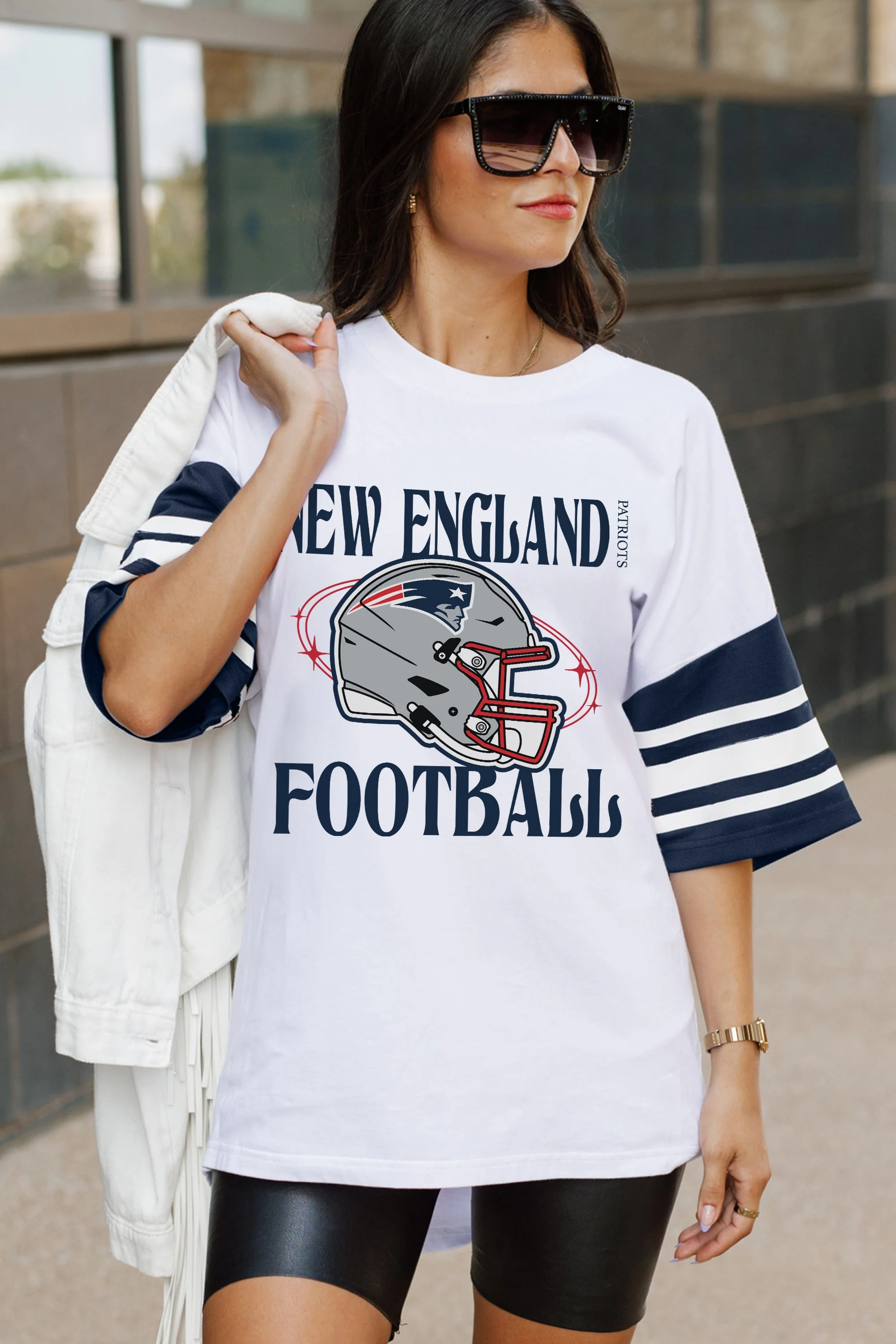 NEW ENGLAND PATRIOTS Starting Lineup Vintage Raglan Tee