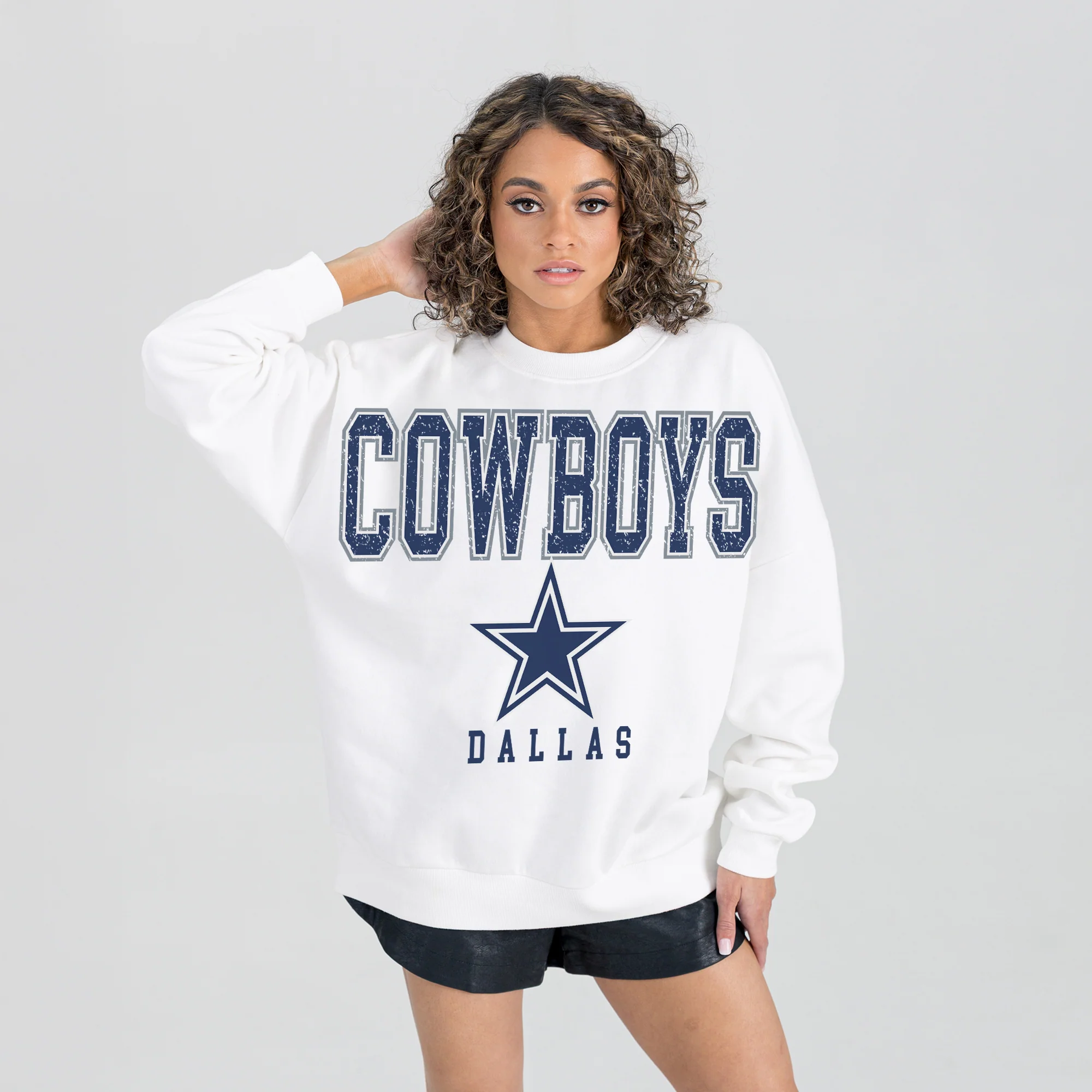 DALLAS COWBOYS Sunday Drives Fleece Crewneck Pullover