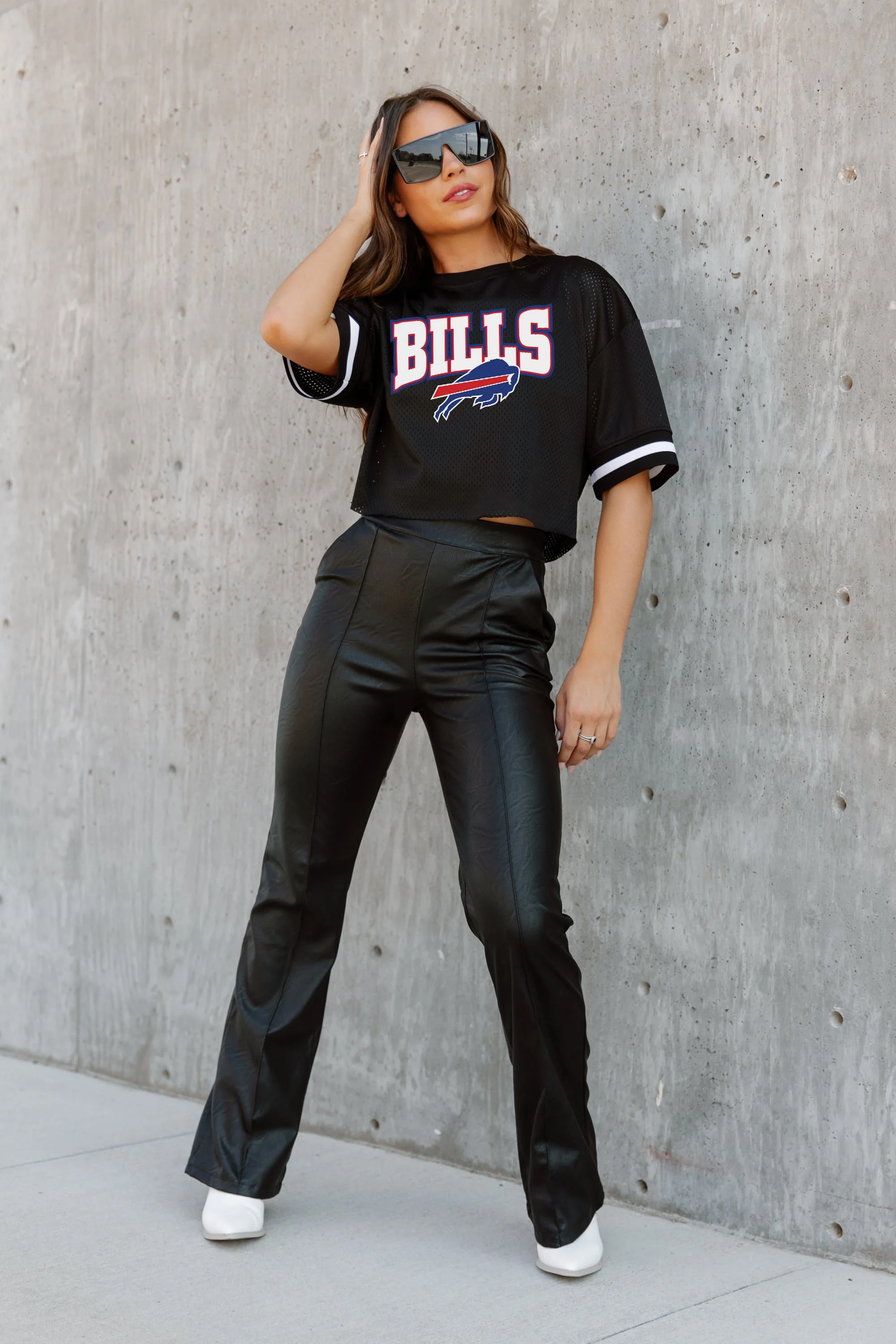 BUFFALO BILLS Automatic Down Lightweight Striped Sleeve Top