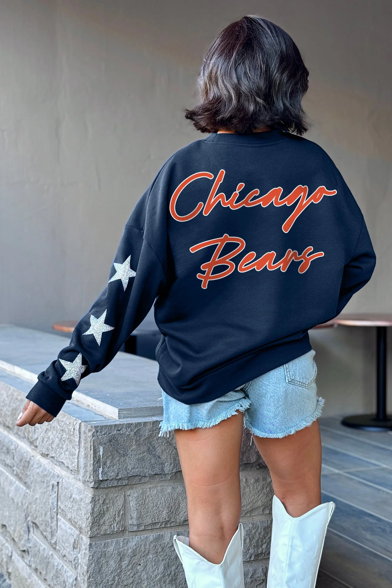 CHICAGO BEARS Radiant Energy Star-Sleeve Crewneck Pullover