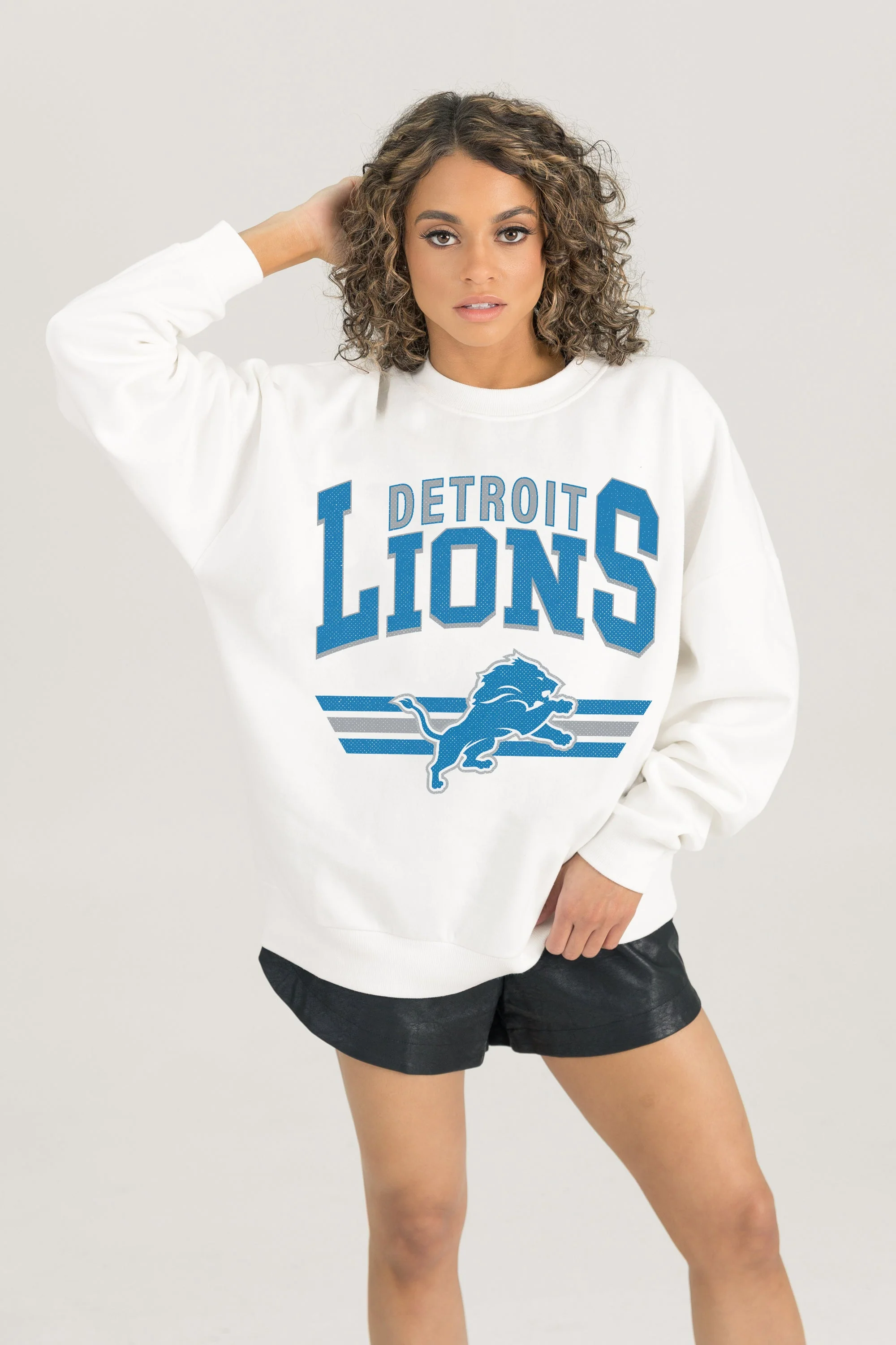 DETROIT LIONS SWIFT STRIKE PREMIUM FLEECE CREWNECK PULLOVER