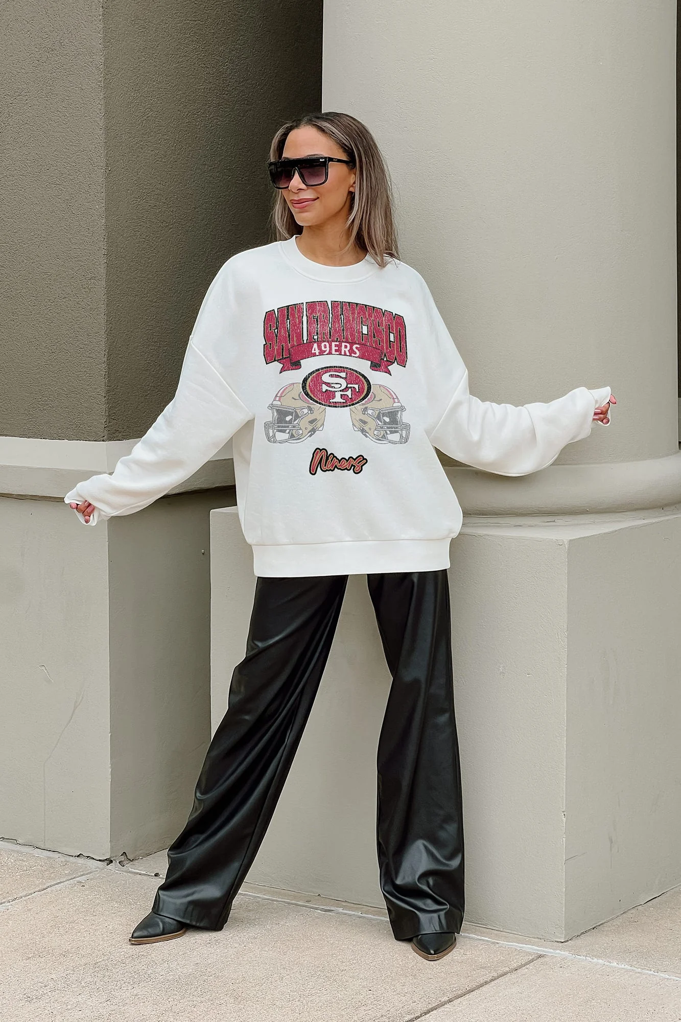SAN FRANCISCO 49ERS Passing Time Fleece Crewneck Pullover
