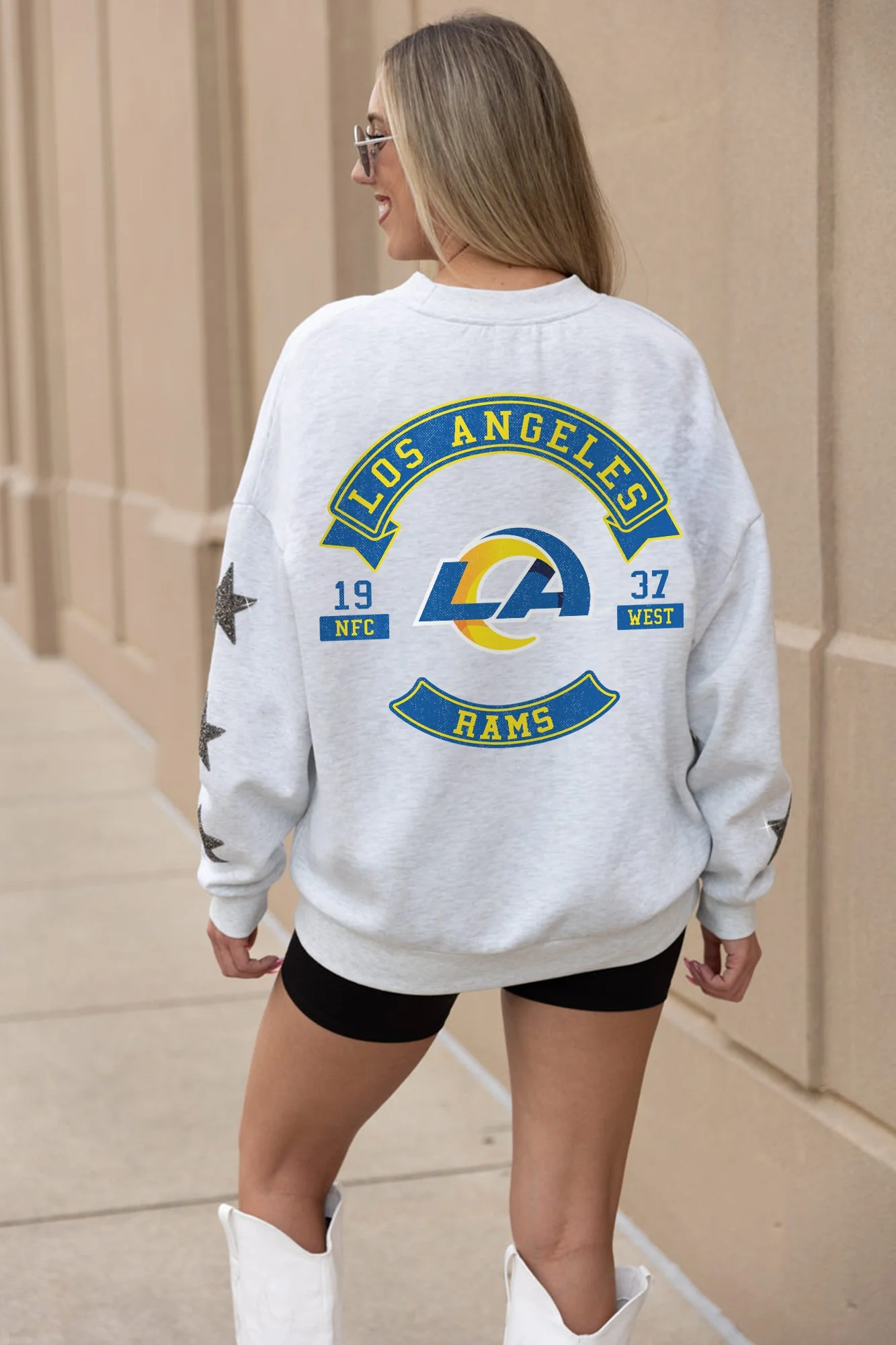 LOS ANGELES RAMS Ready For It Star-Sleeve Crewneck Pullover