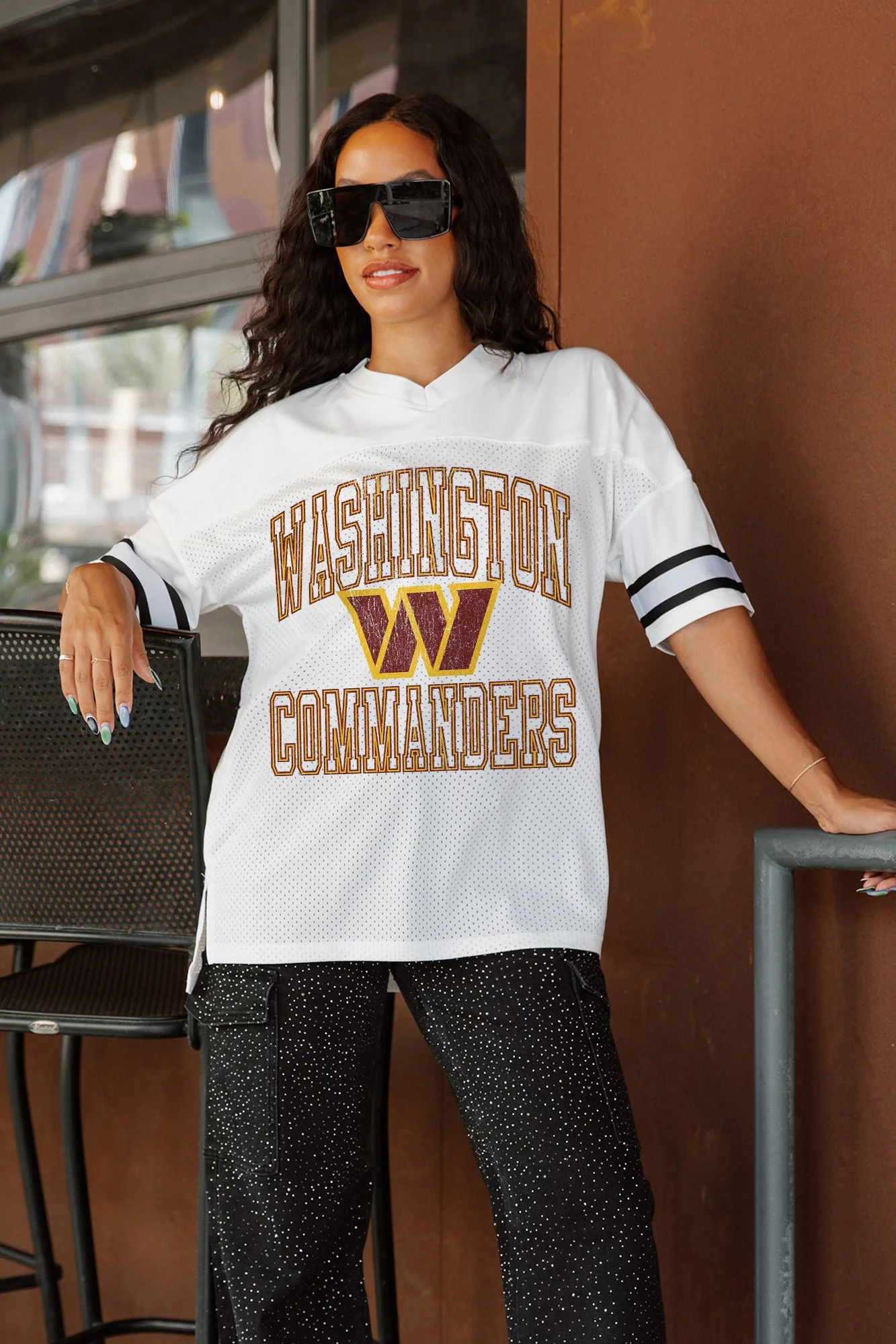 WASHINGTON COMMANDERS A Step Ahead Oversized Mesh Tee