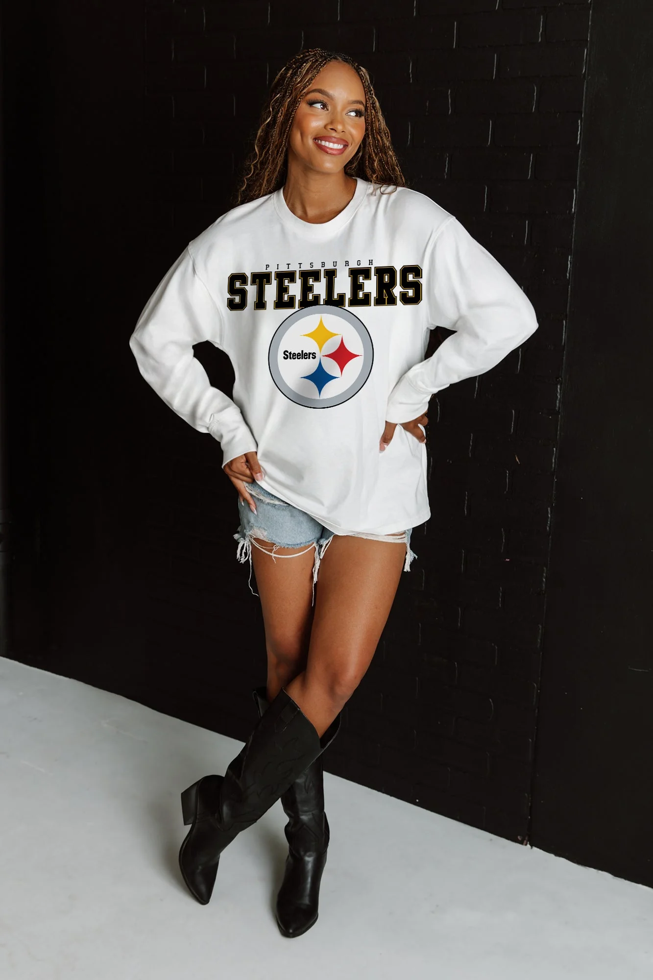 PITTSBURGH STEELERS Big Goals Oversized Long-Sleeve Tee