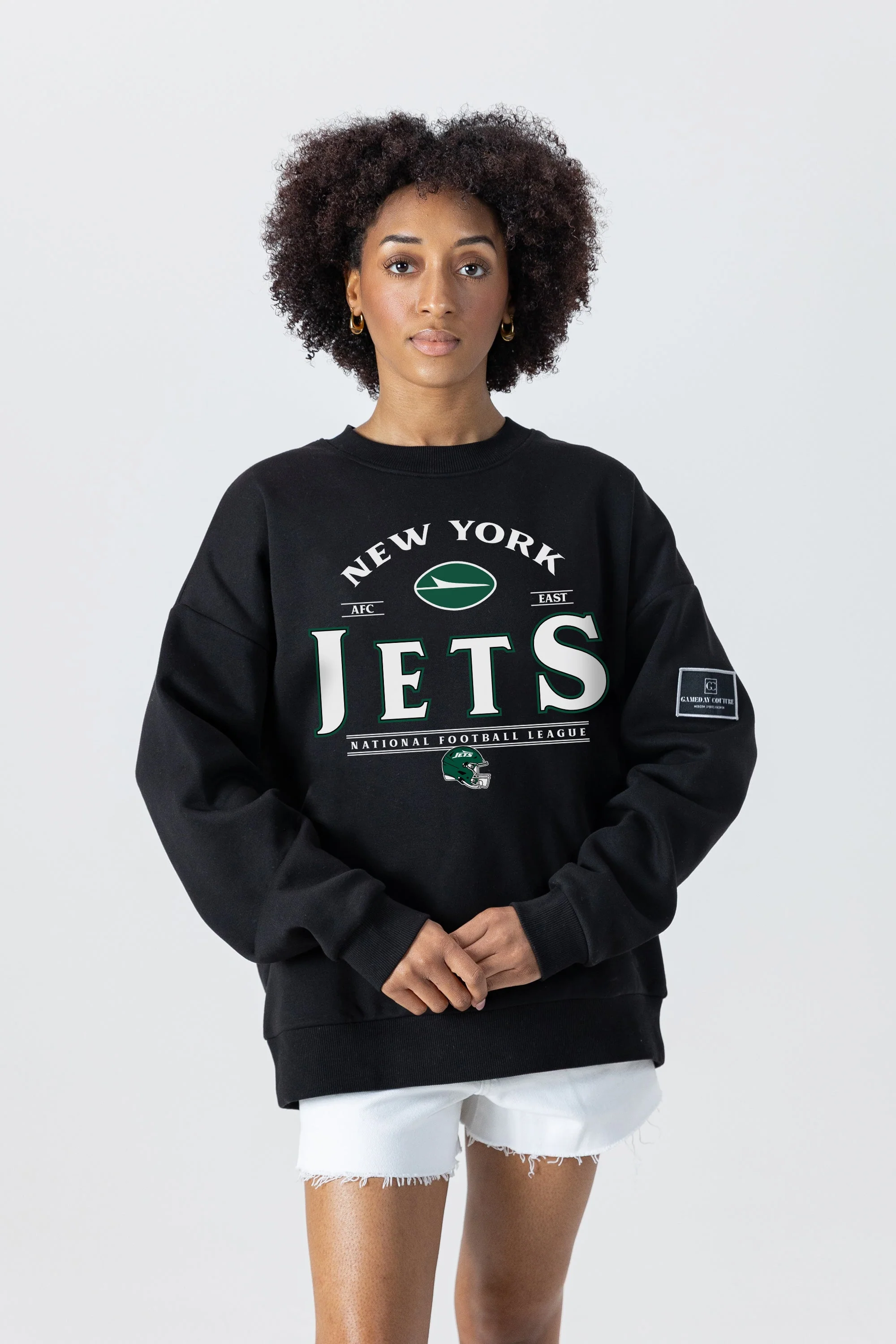 NEW YORK JETS Players Only Fleece Drop-Shoulder Crew
