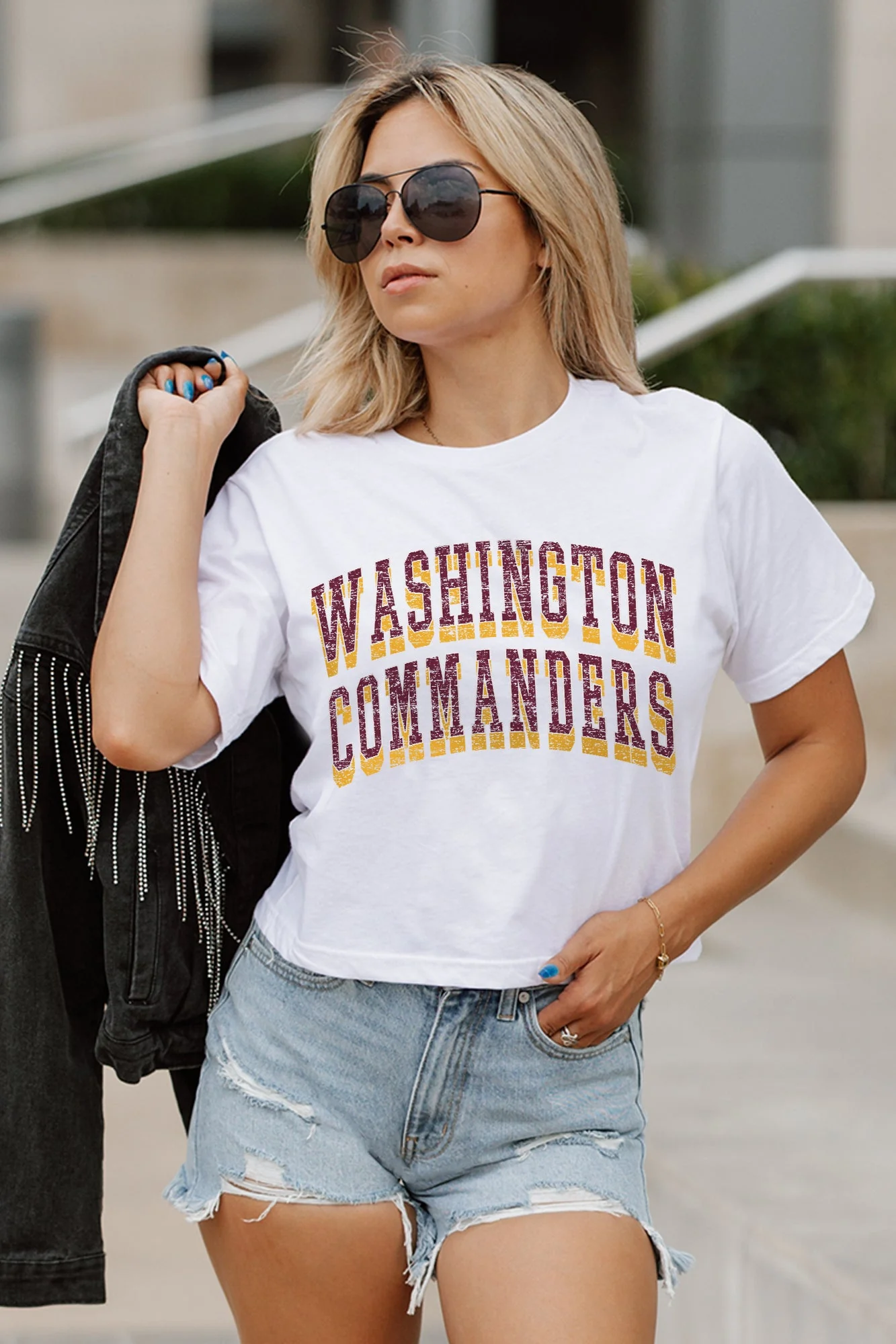 WASHINGTON COMMANDERS Claim To Fame Boxy-Fit Crop Tee