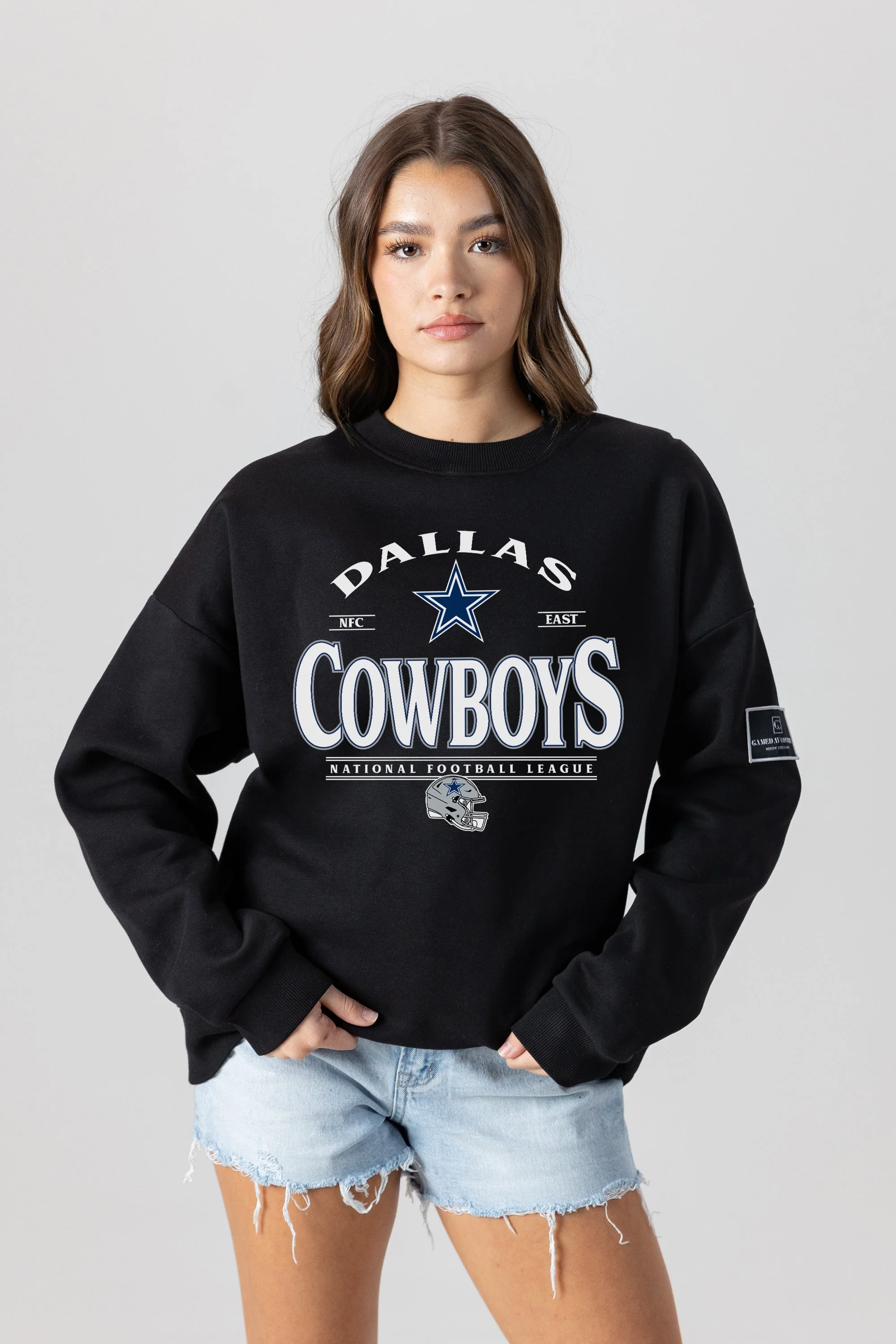 DALLAS COWBOYS Players Only Fleece Drop-Shoulder Crew