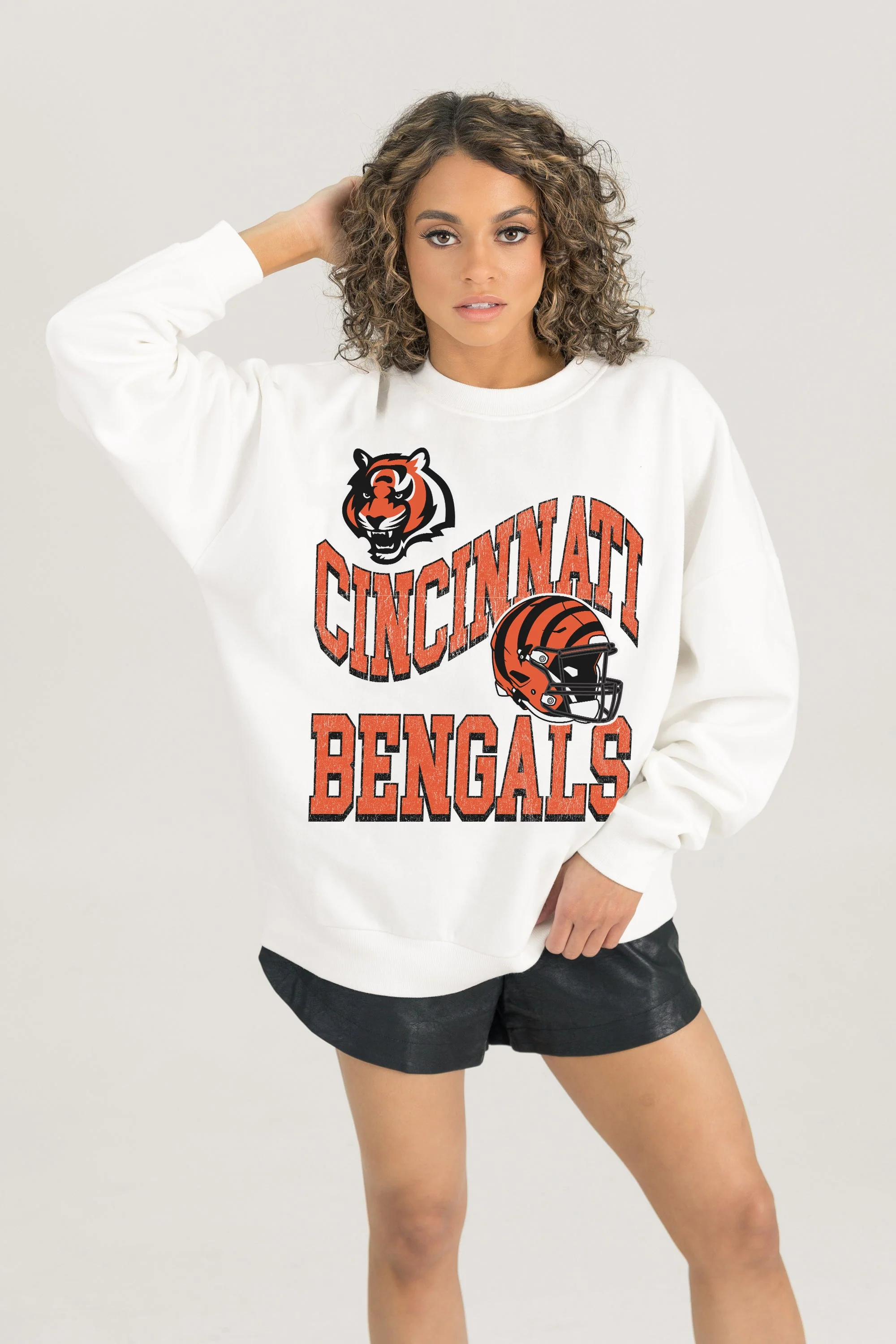 CINCINNATI BENGALS HARD EARNED PREMIUM FLEECE CREWNECK PULLOVER