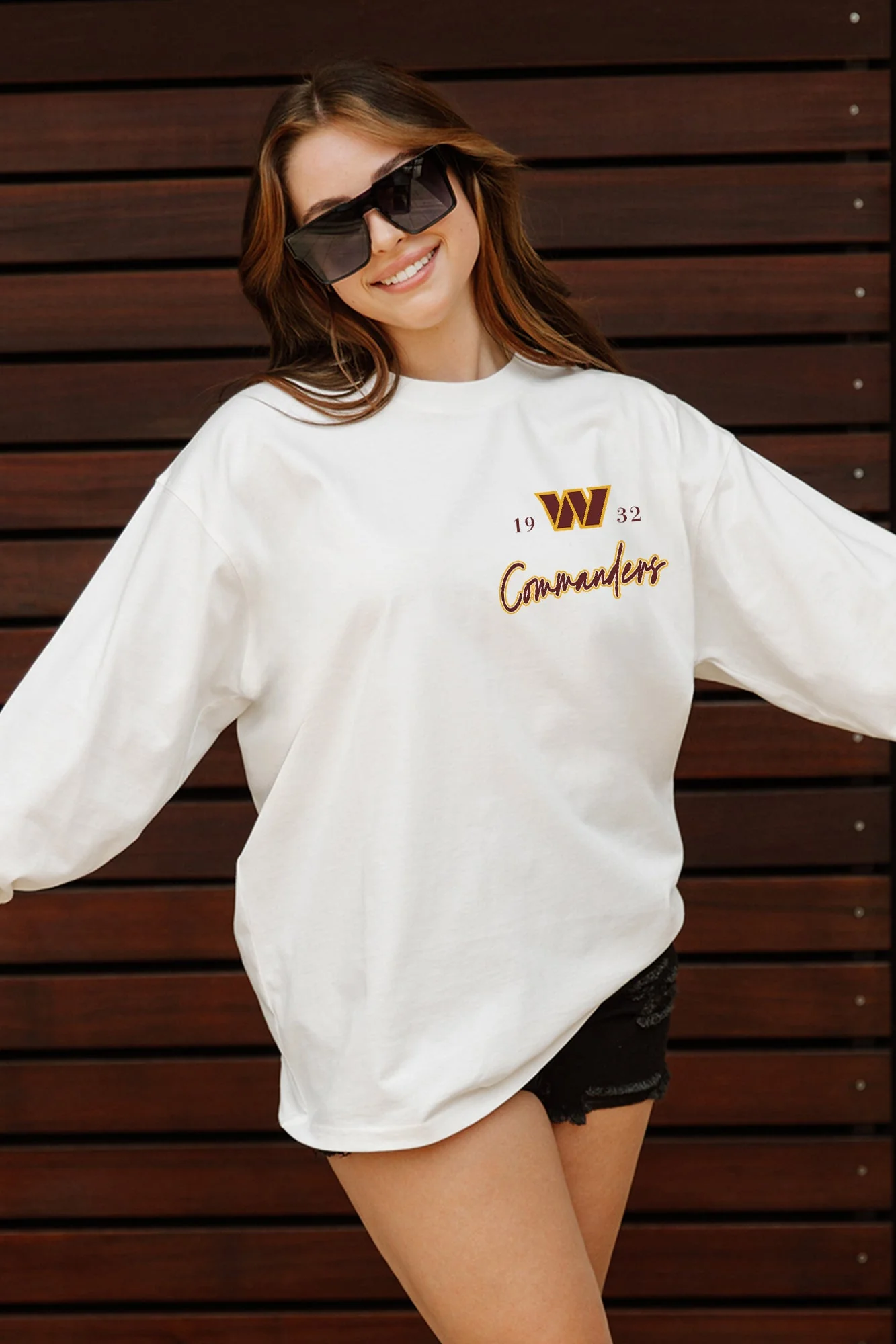 WASHINGTON COMMANDERS Double Move Oversized Long-Sleeve Tee
