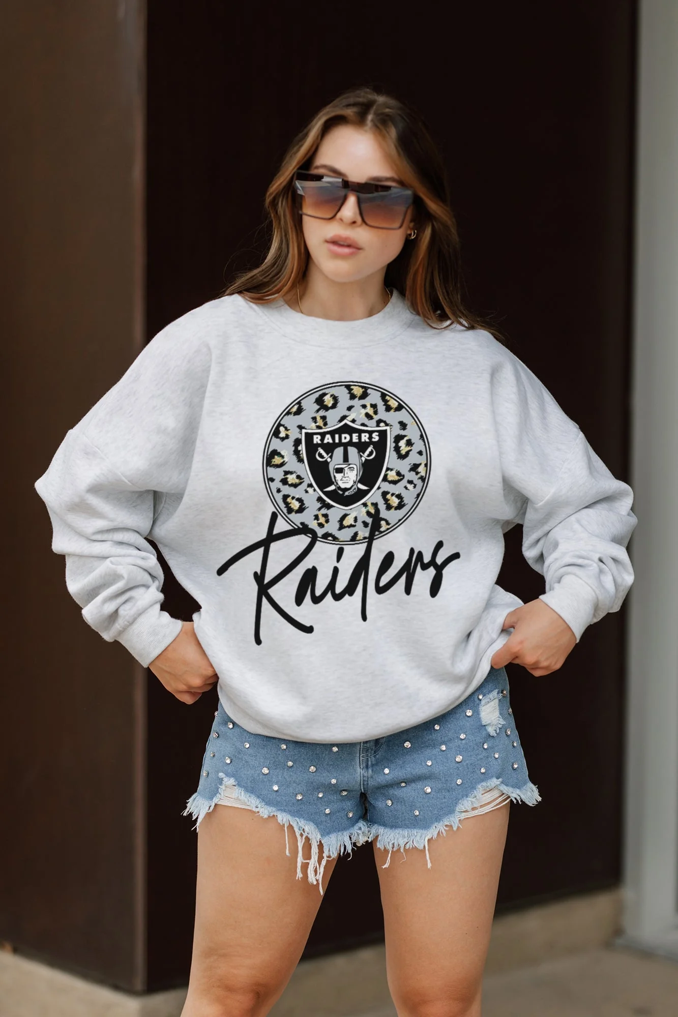 LAS VEGAS RAIDERS Going Wild Fleece Drop-Shoulder Pullover