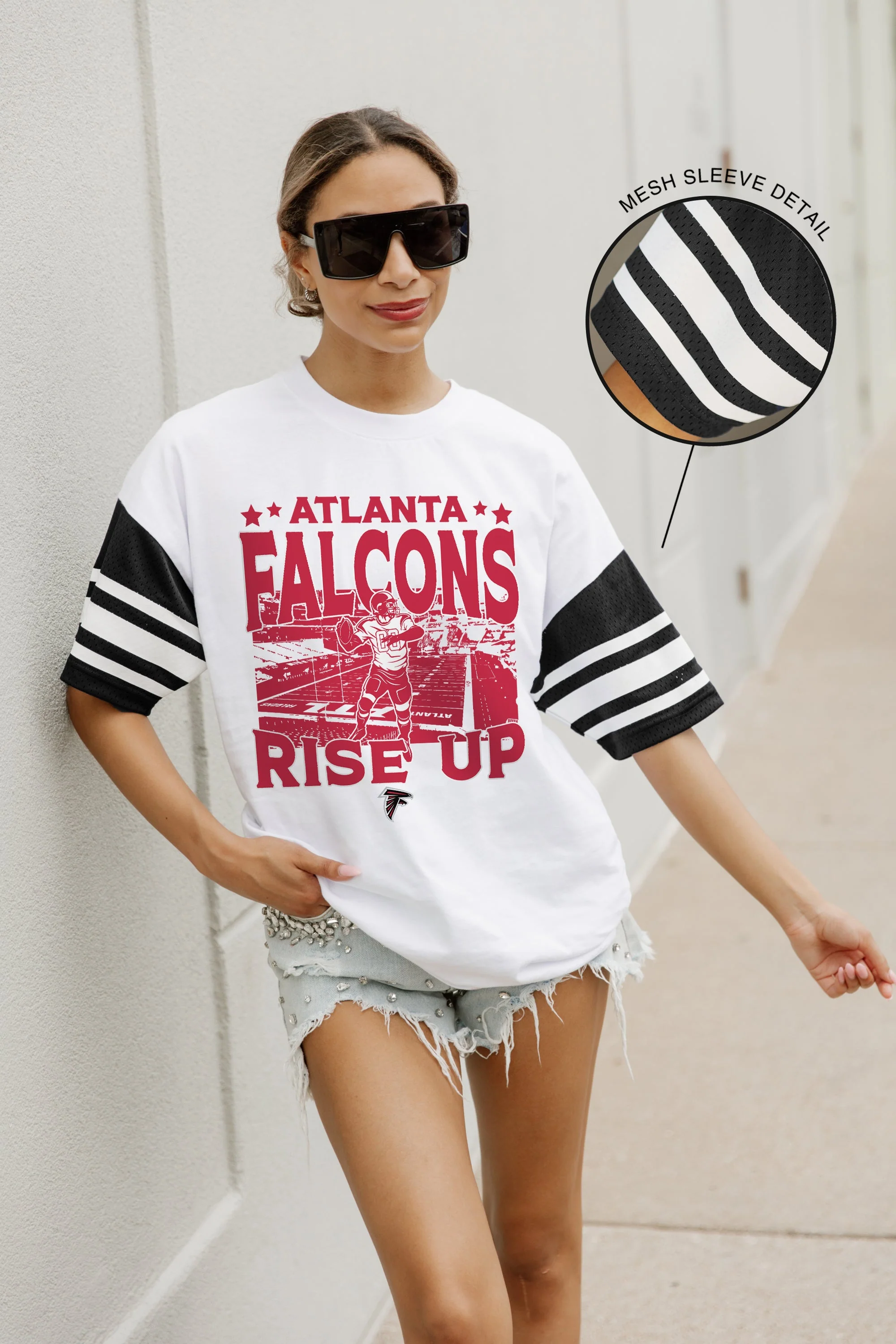 ATLANTA FALCONS Crowd Pleaser Vintage Stripe Raglan Tee