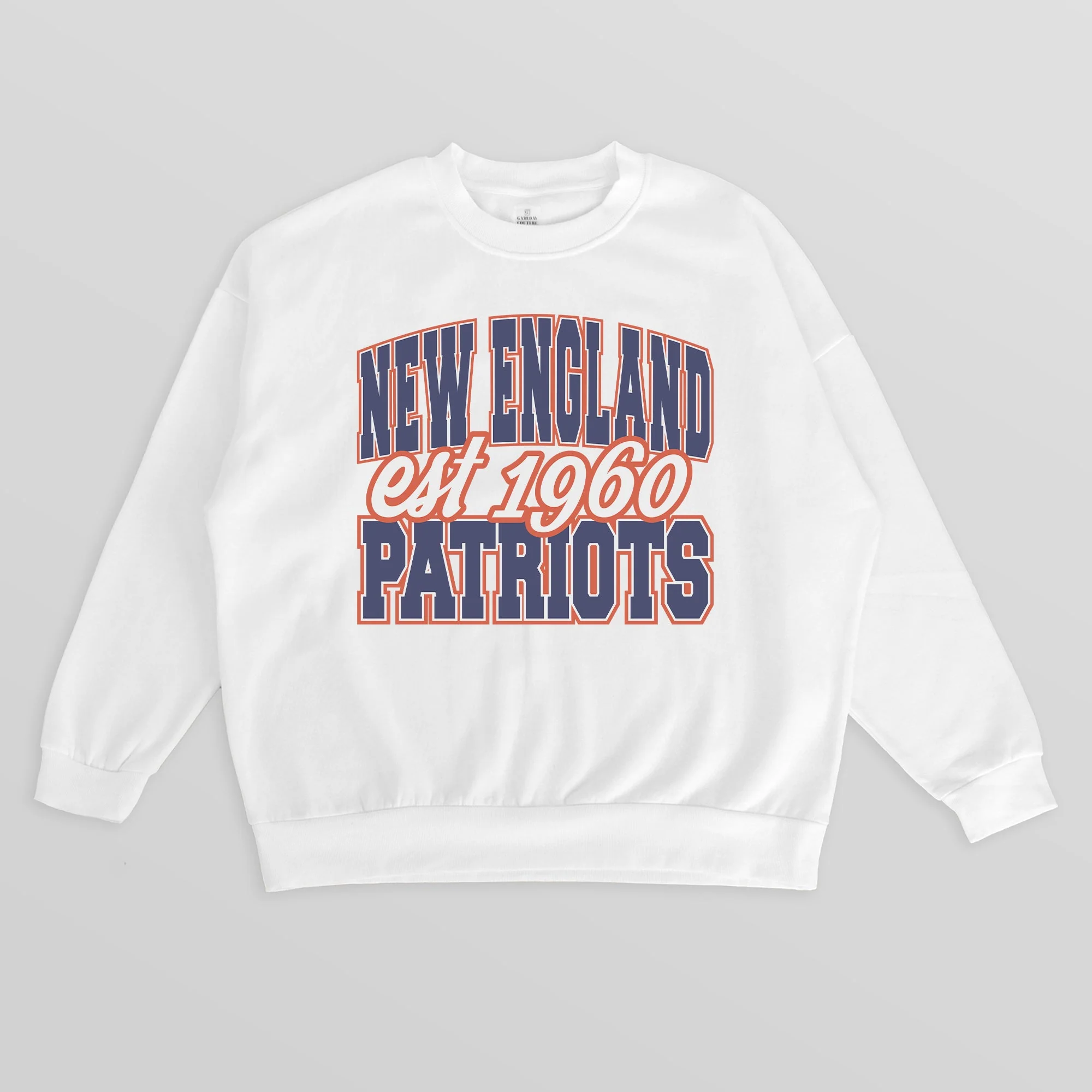 NEW ENGLAND PATRIOTS FADED FORMATION PREMIUM FLEECE CREWNECK PULLOVER