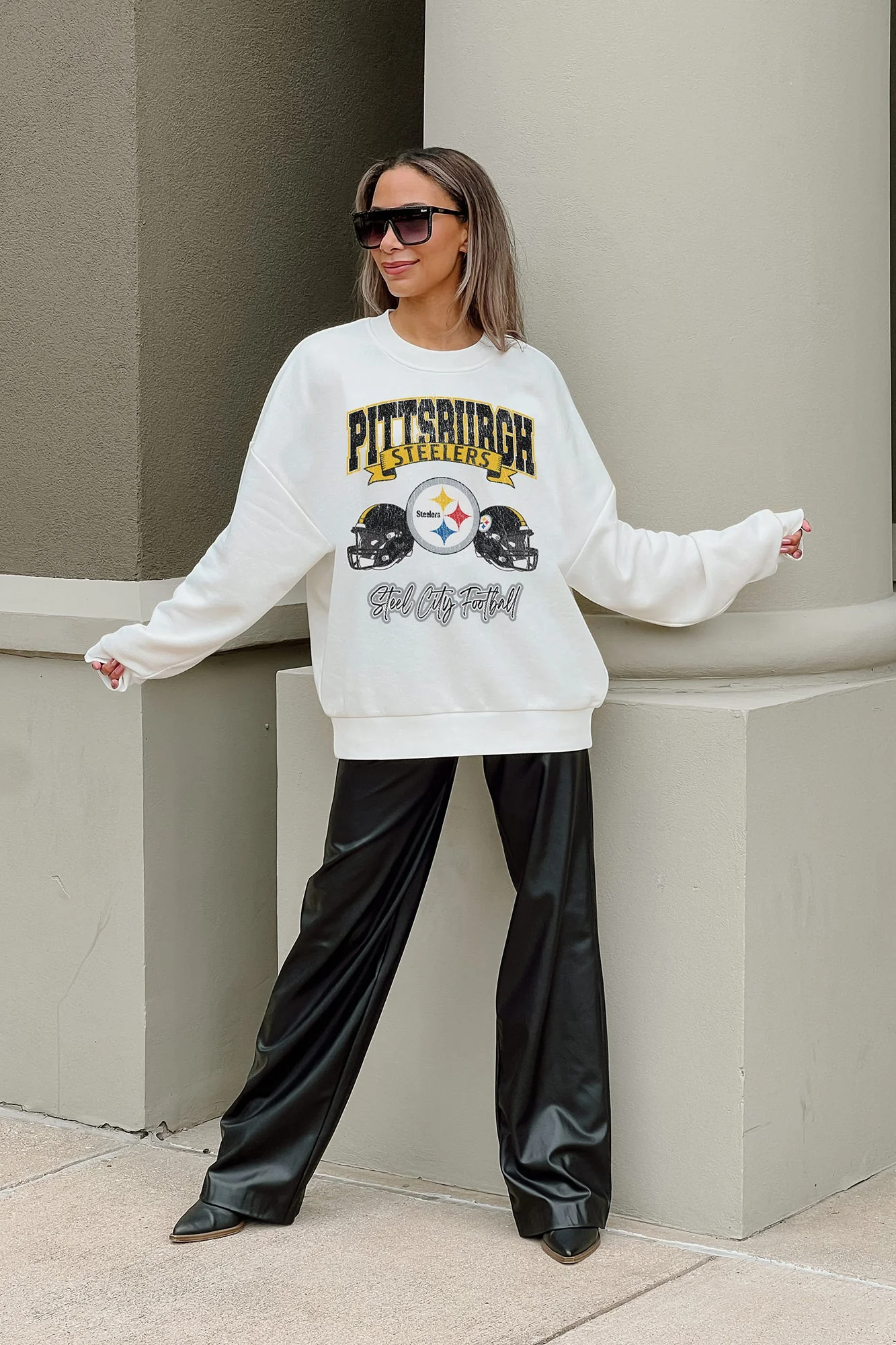 PITTSBURGH STEELERS Passing Time Fleece Crewneck Pullover