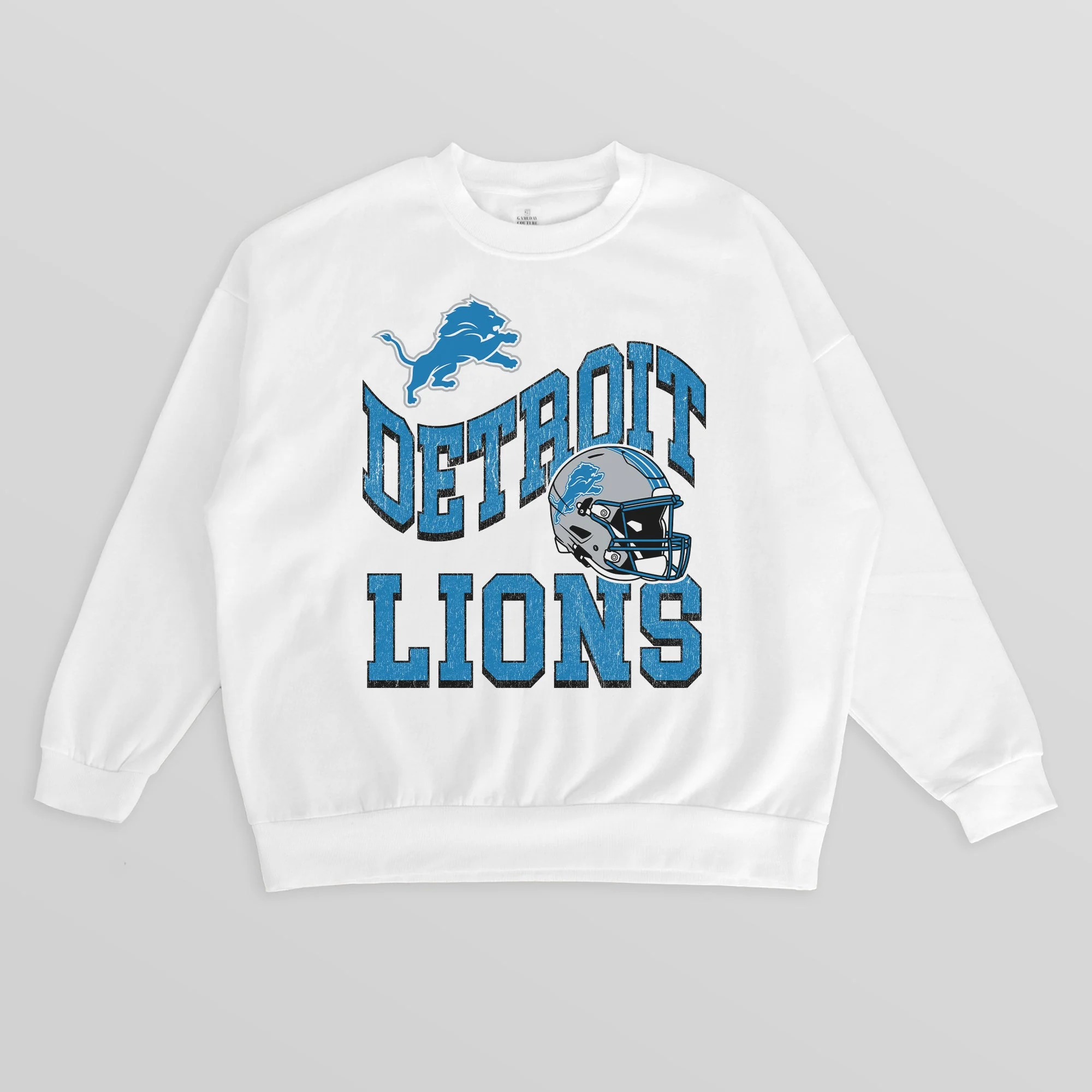 DETROIT LIONS HARD EARNED PREMIUM FLEECE CREWNECK PULLOVER
