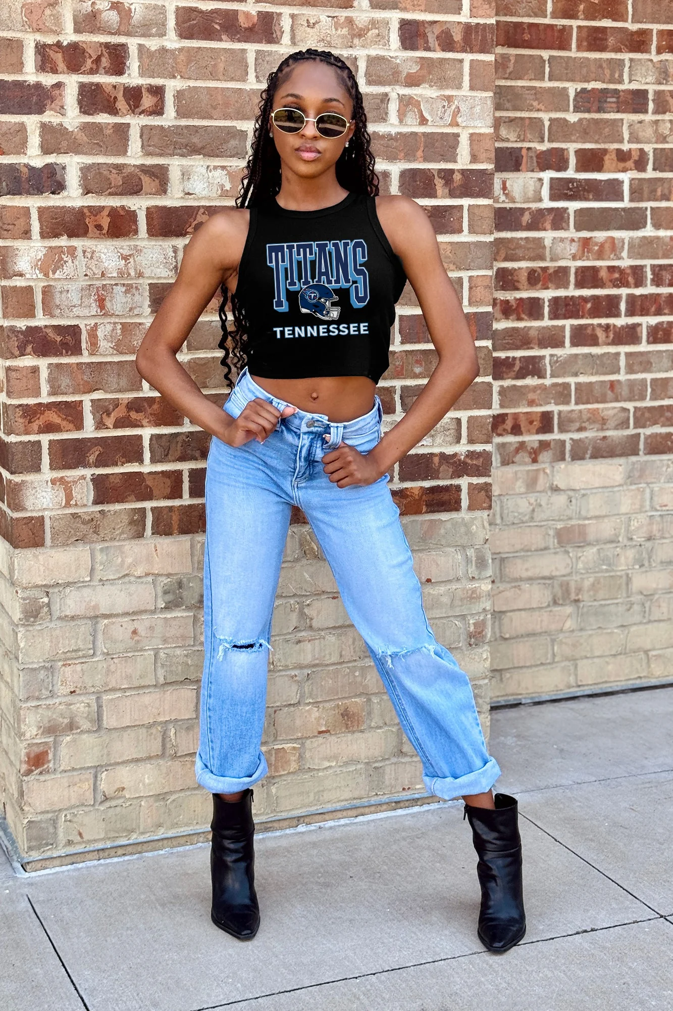 TENNESSEE TITANS PURE VICTORY ESSENTIAL RIBBED CROP TANK