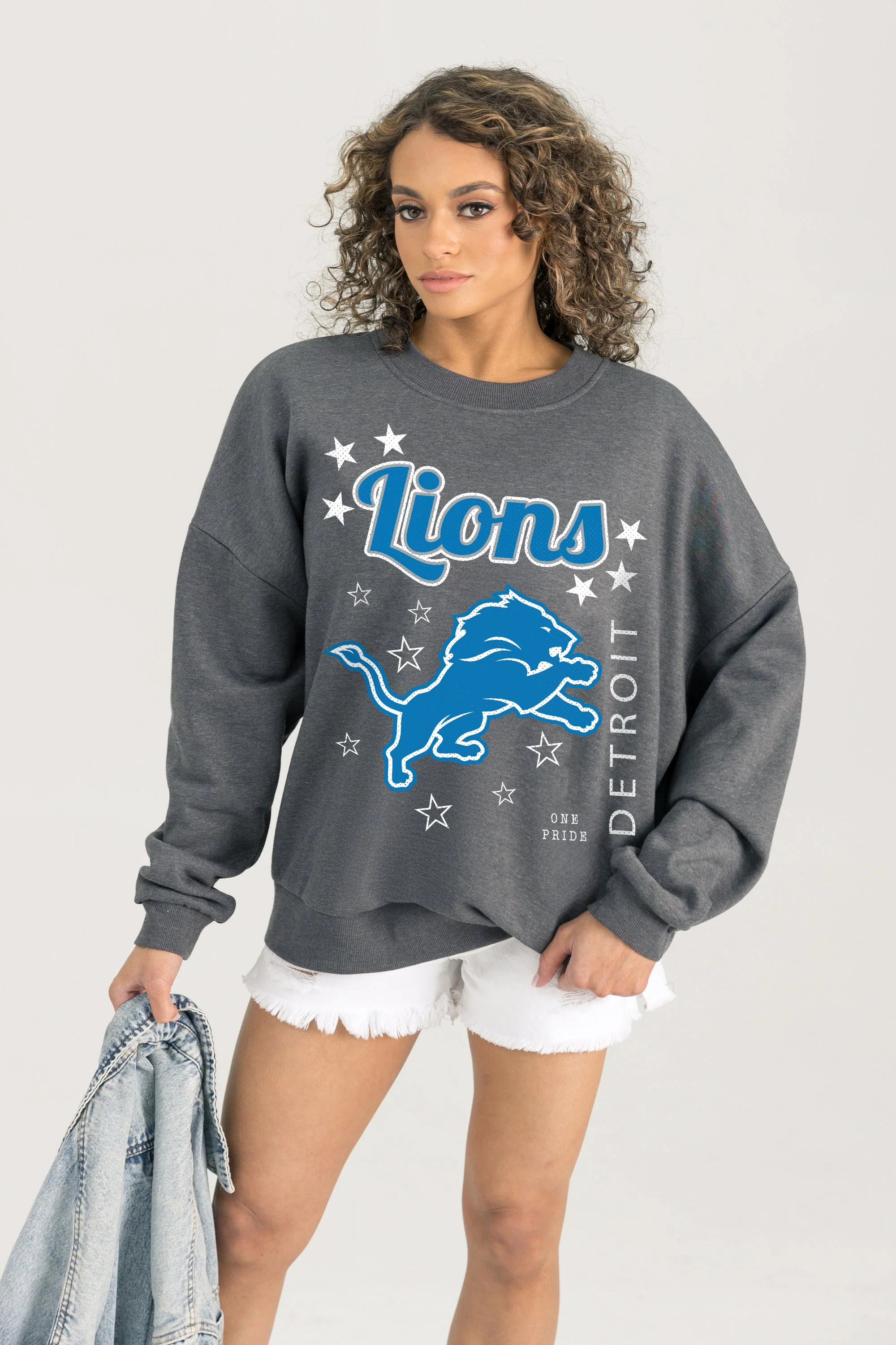 DETROIT LIONS Ready To Rumble Fleece Crewneck Pullover