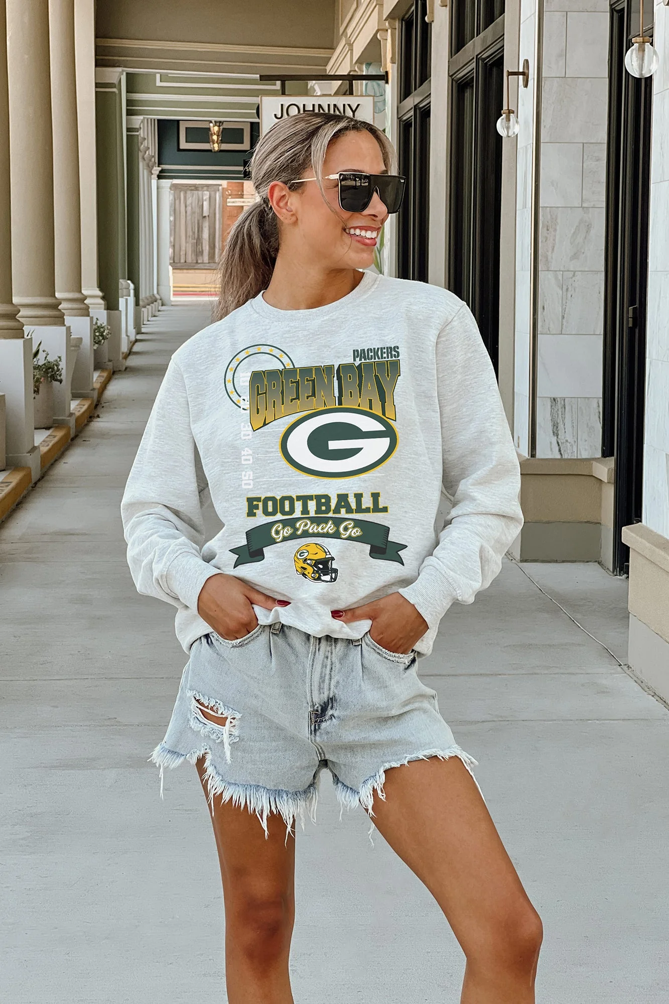 GREEN BAY PACKERS Run The Show Fleece Crewneck Pullover