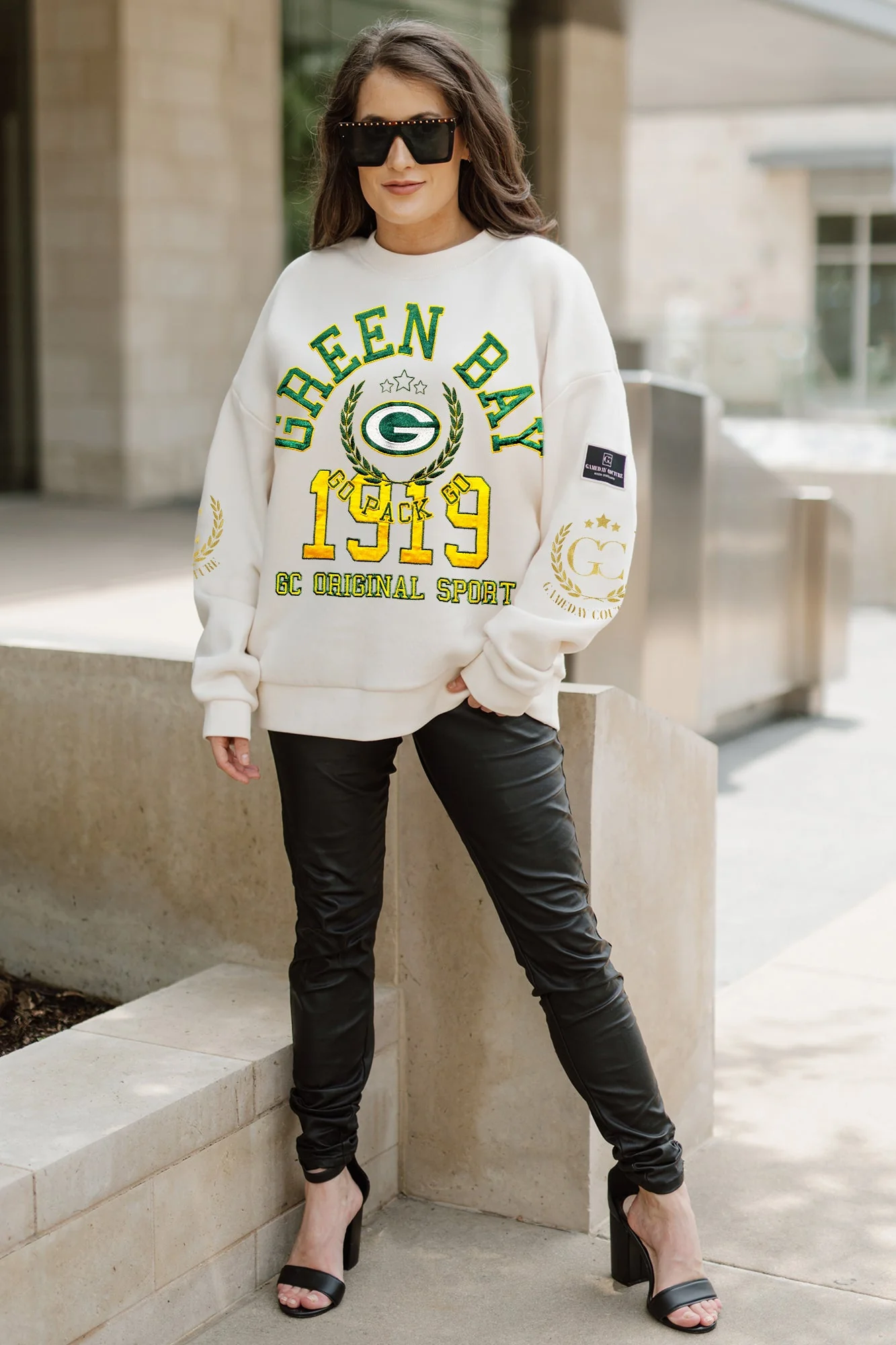 GREEN BAY PACKERS Gameday Slay Fleece Drop-Shoulder Crewneck