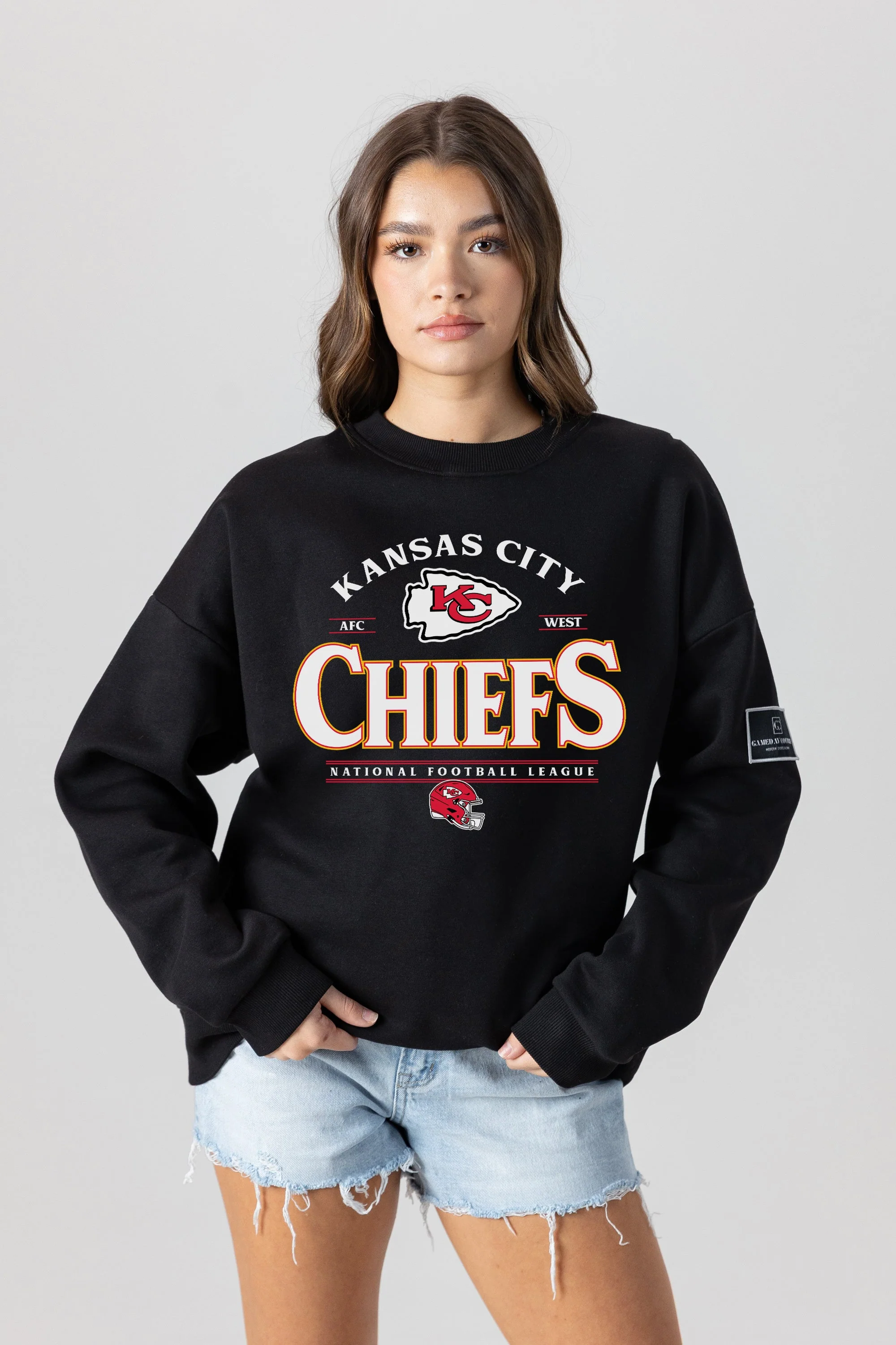 KANSAS CITY CHIEFS Players Only Fleece Drop-Shoulder Crew