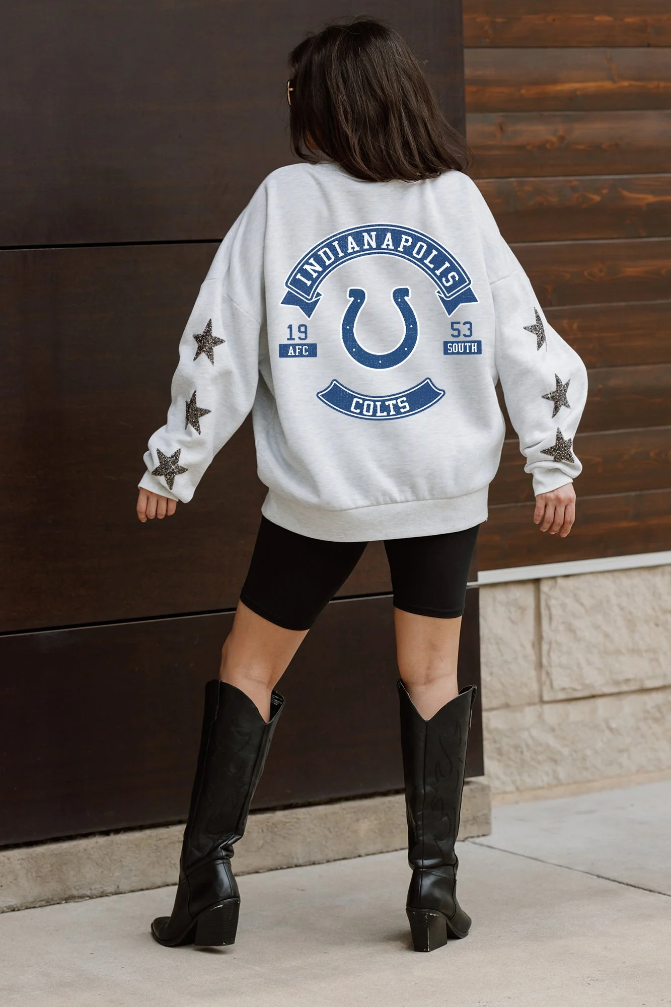 INDIANAPOLIS COLTS Ready For It Star-Sleeve Crewneck Pullover