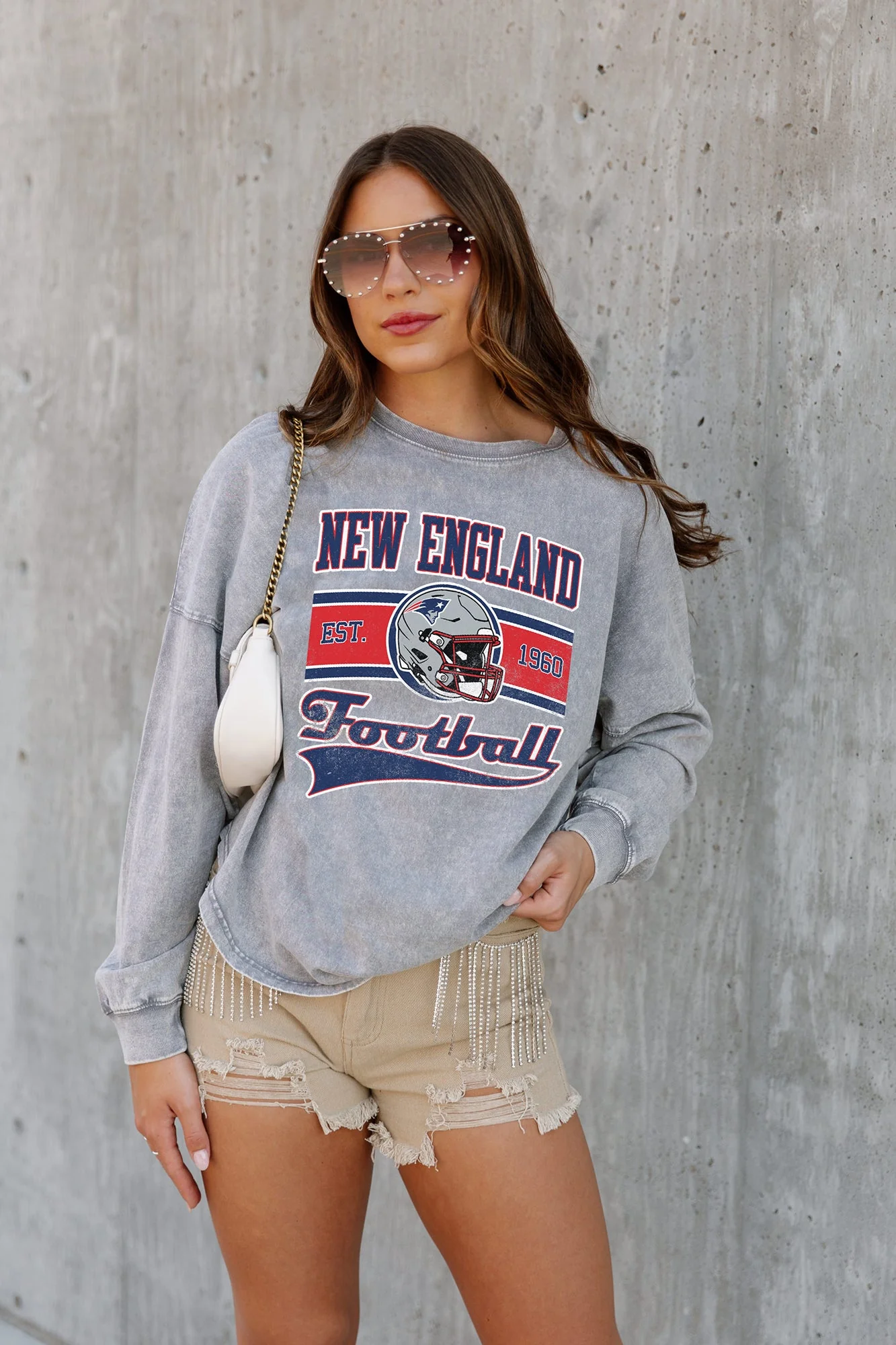 NEW ENGLAND PATRIOTS No Timeouts Faded Wash Pullover