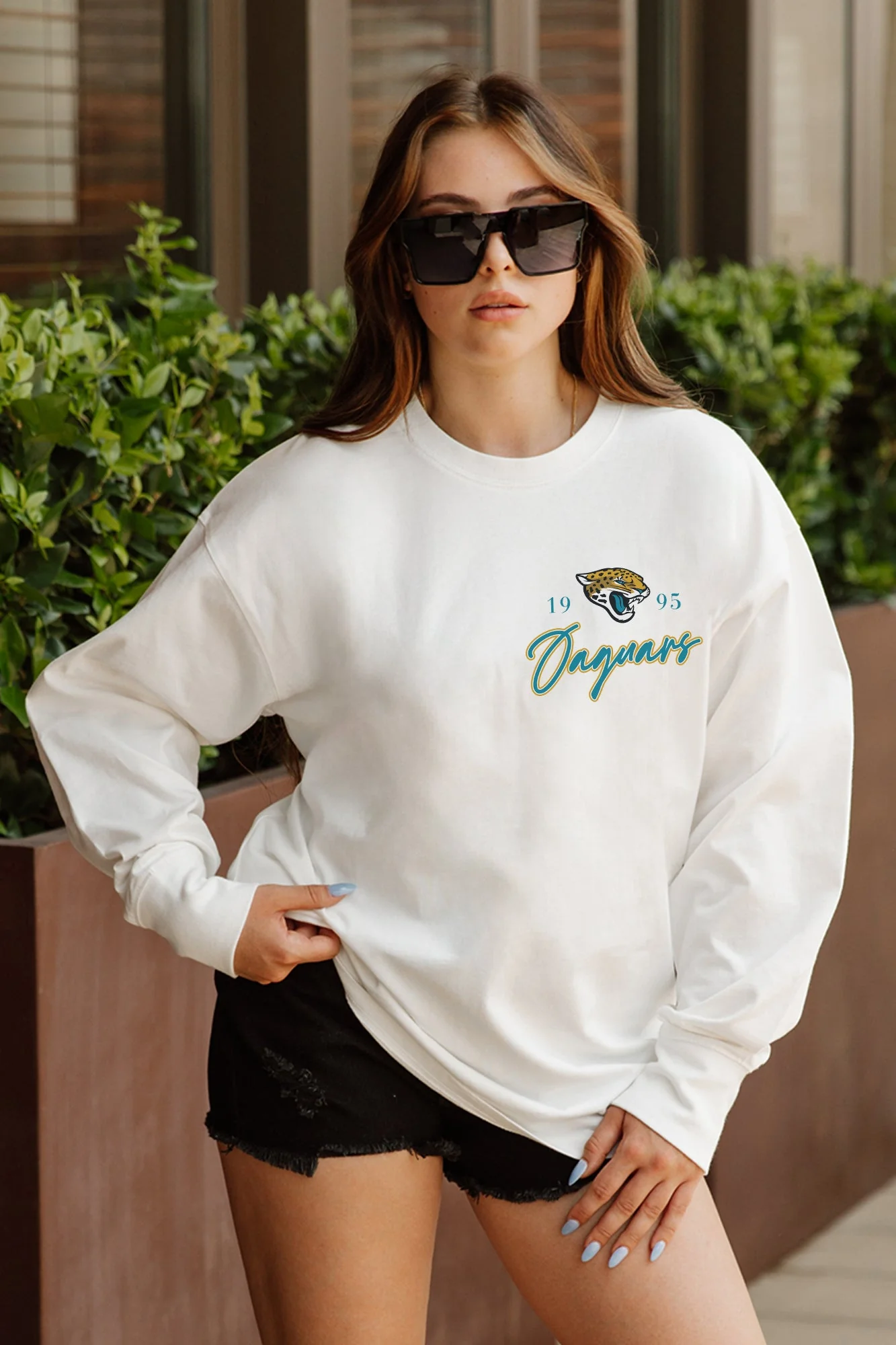 JACKSONVILLE JAGUARS Double Move Oversized Long-Sleeve Tee