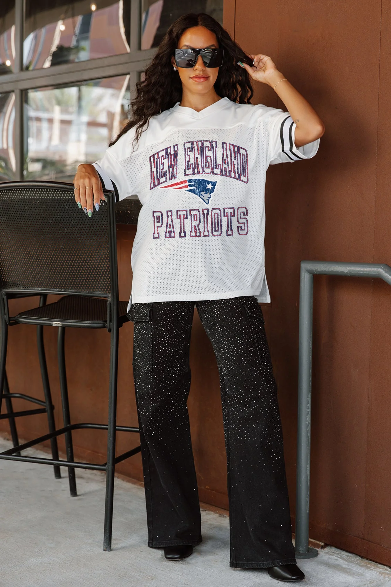 NEW ENGLAND PATRIOTS A Step Ahead Oversized Mesh Tee