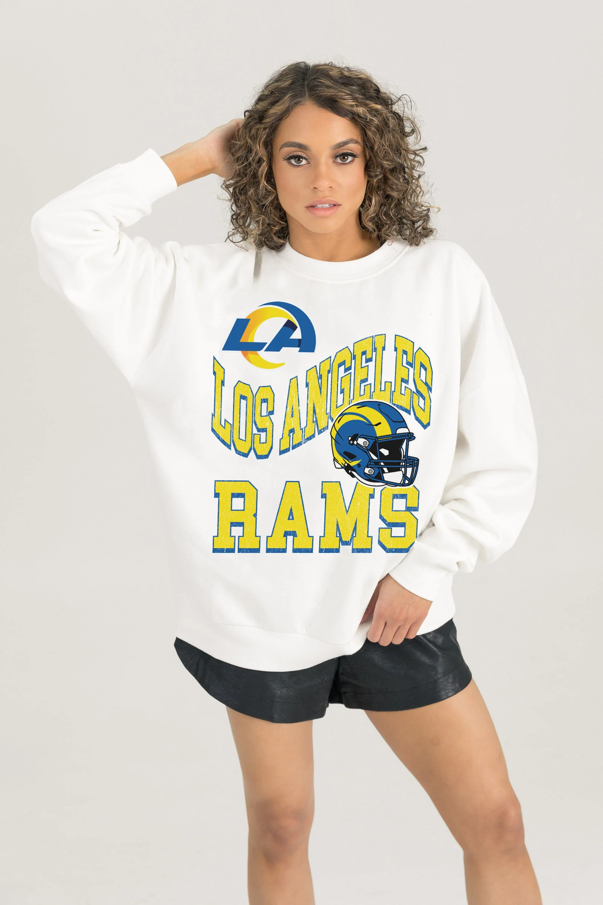 LOS ANGELES RAMS HARD EARNED PREMIUM FLEECE CREWNECK PULLOVER