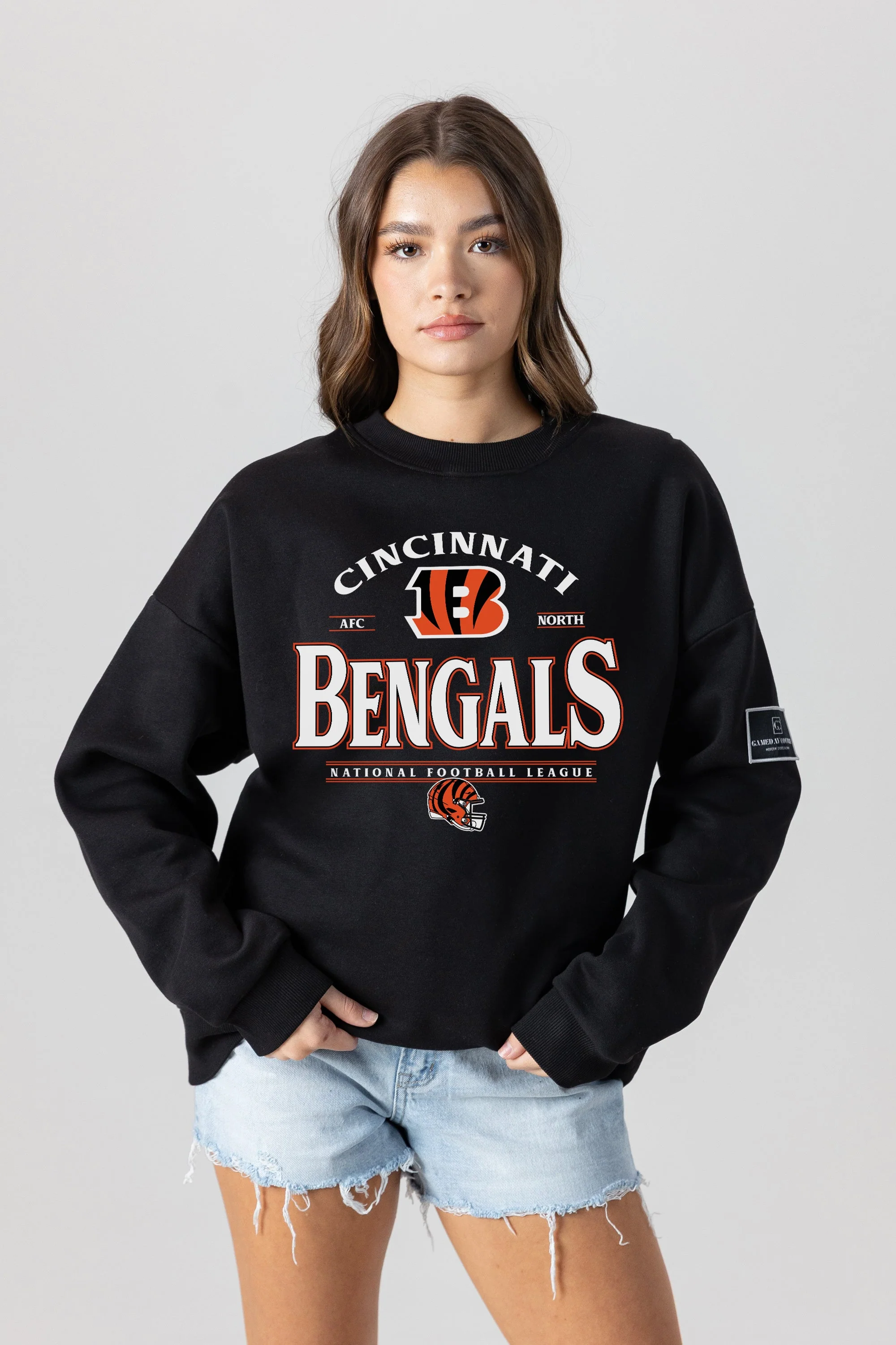 CINCINNATI BENGALS Players Only Fleece Drop-Shoulder Crew