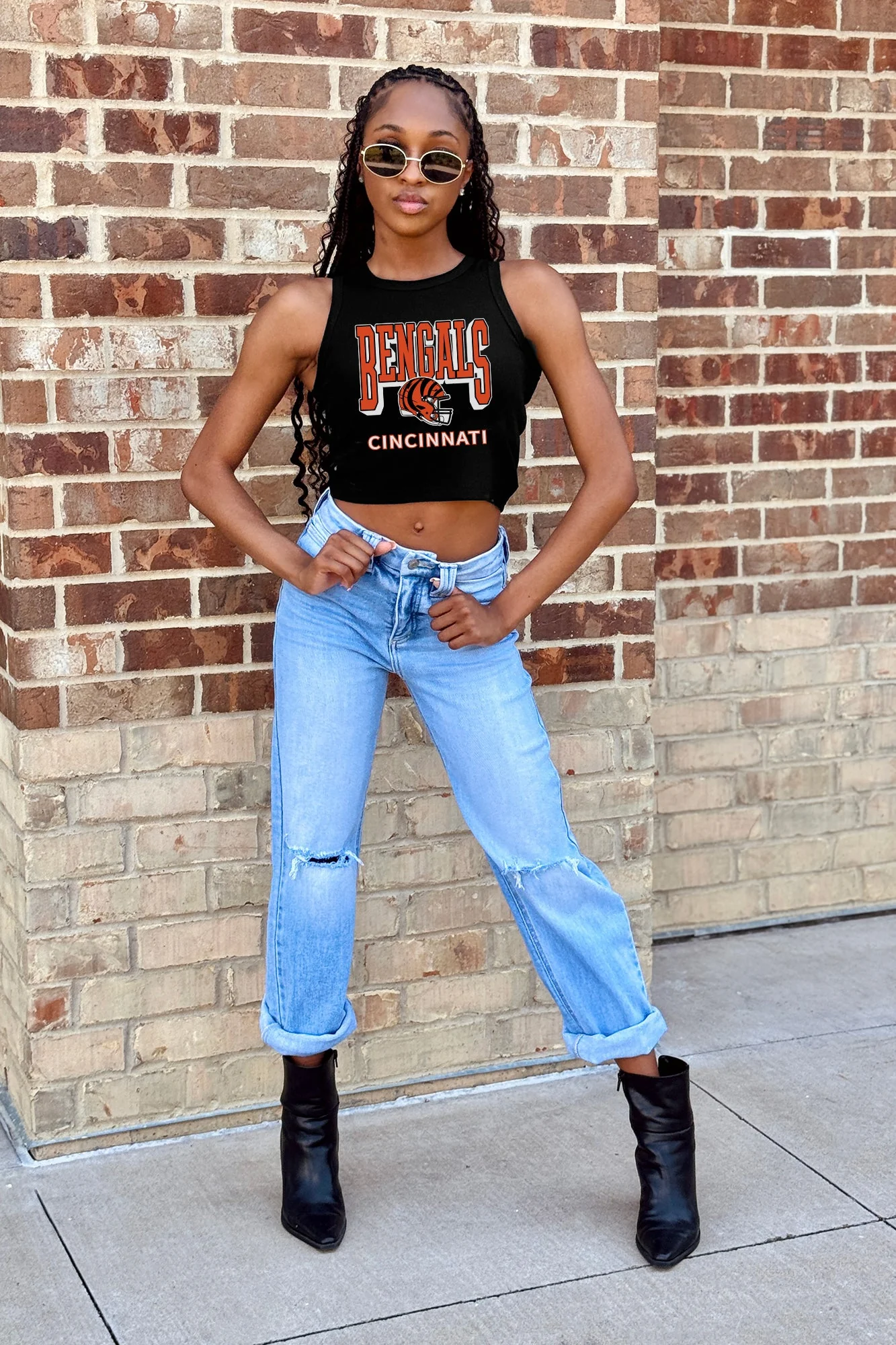 CINCINNATI BENGALS PURE VICTORY ESSENTIAL RIBBED CROP TANK