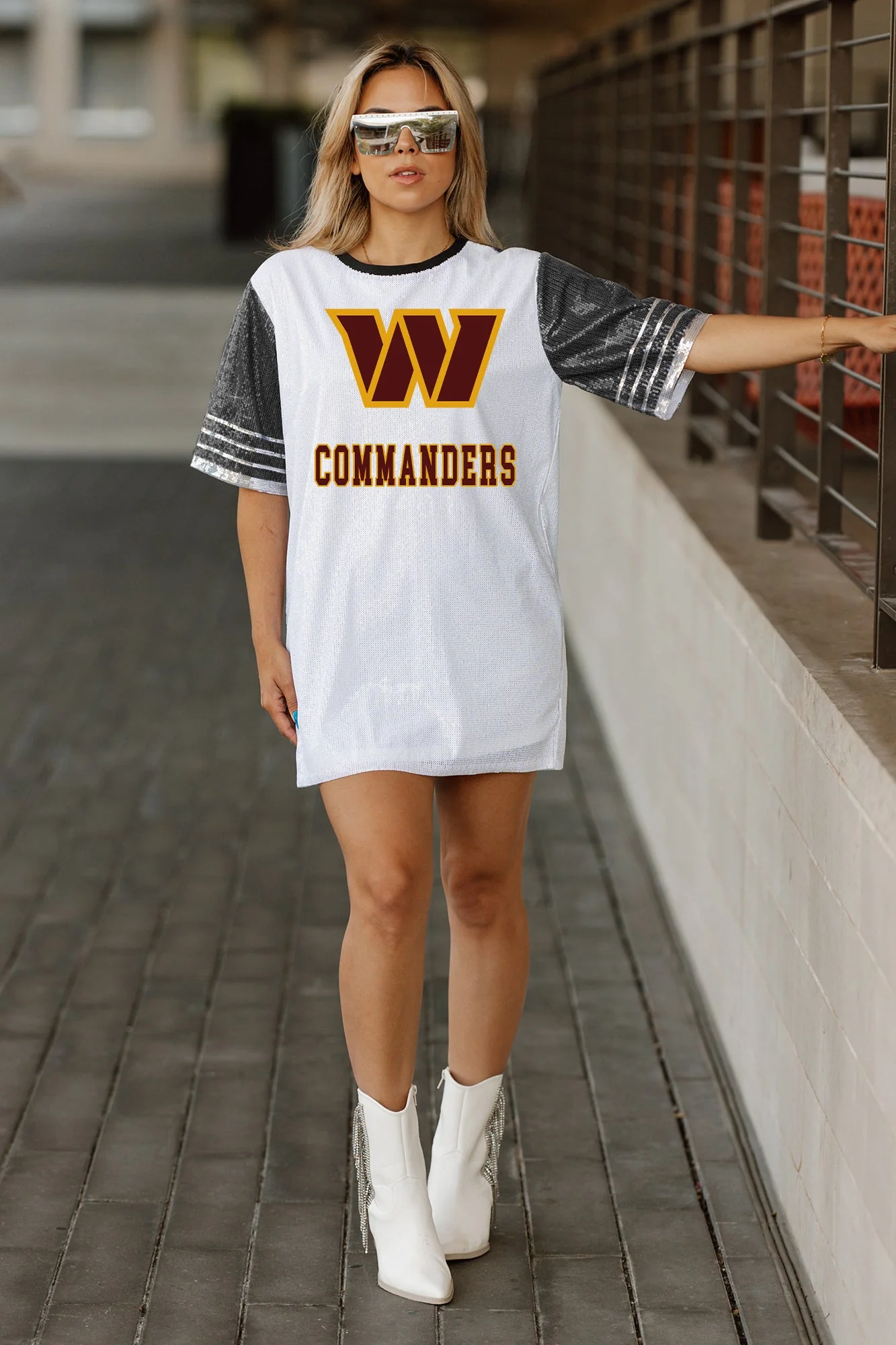 WASHINGTON COMMANDERS Bling It Sequined Jersey Dress