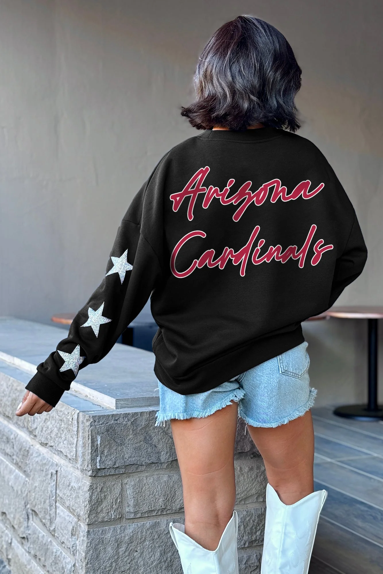 ARIZONA CARDINALS Radiant Energy Star-Sleeve Crewneck Pullover