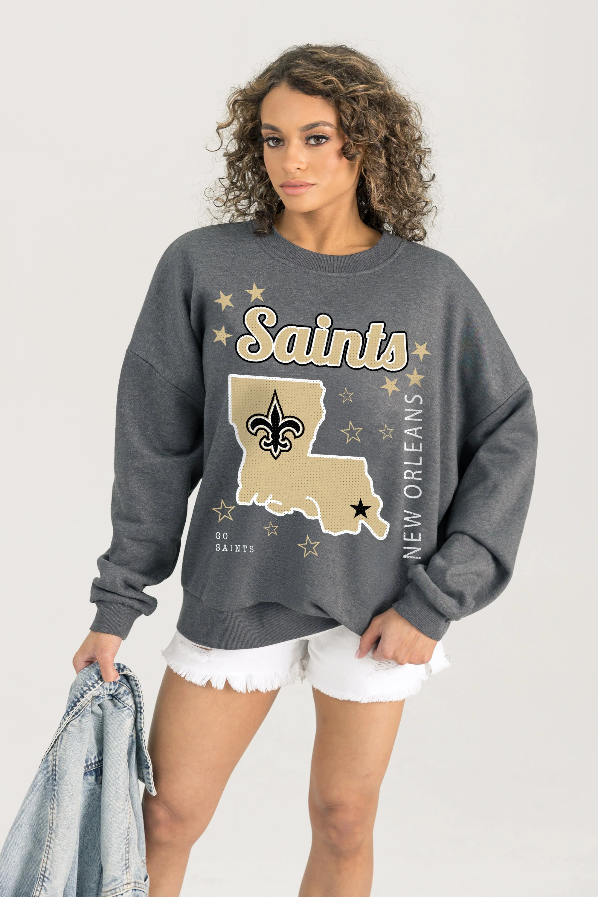 NEW ORLEANS SAINTS Ready To Rumble Fleece Crewneck Pullover